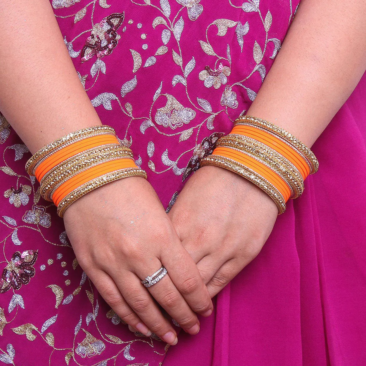 Golden Bracelet And Matte Finish Bangle Set For Women - Image 8