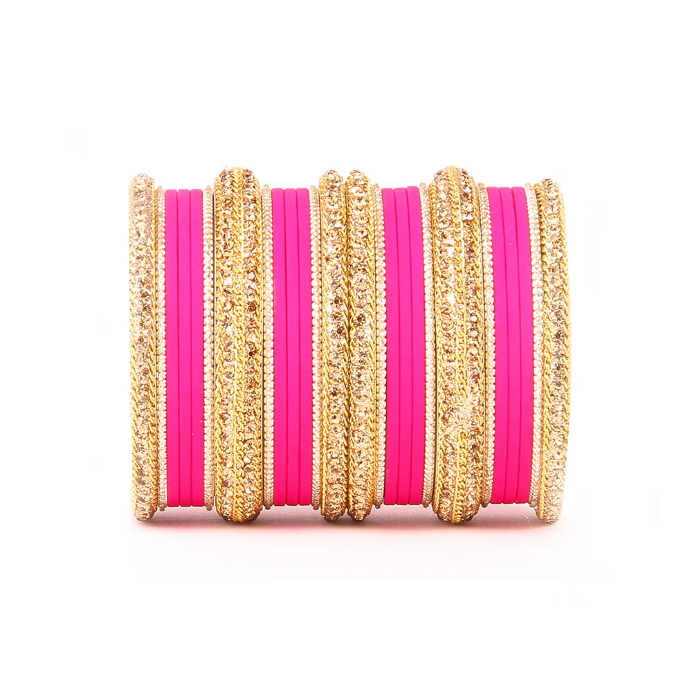 Golden Bracelet And Matte Finish Bangle Set For Women - Image 3