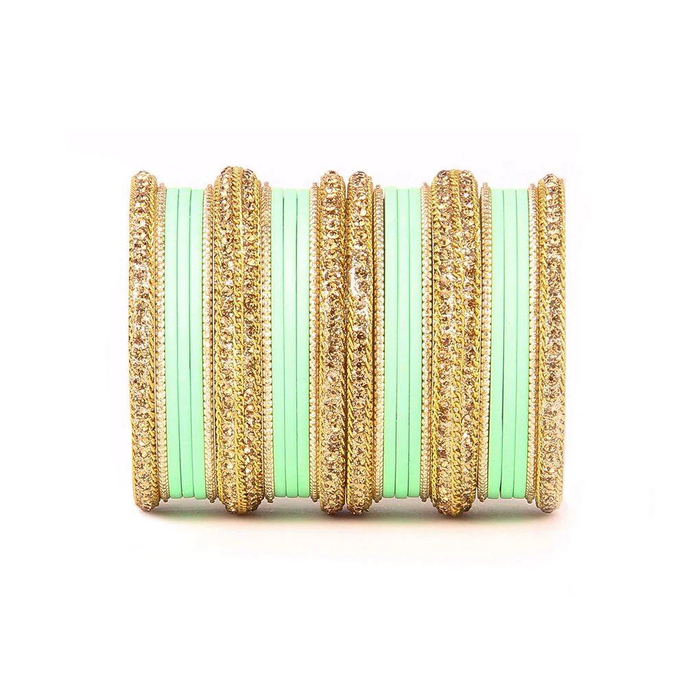Golden Bracelet And Matte Finish Bangle Set For Women - Image 7