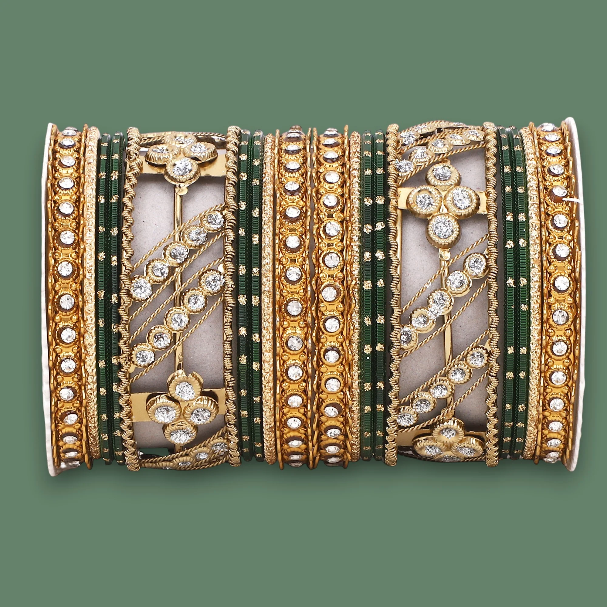 Golden dotted and Stone bangle set by Leshya - Image 10