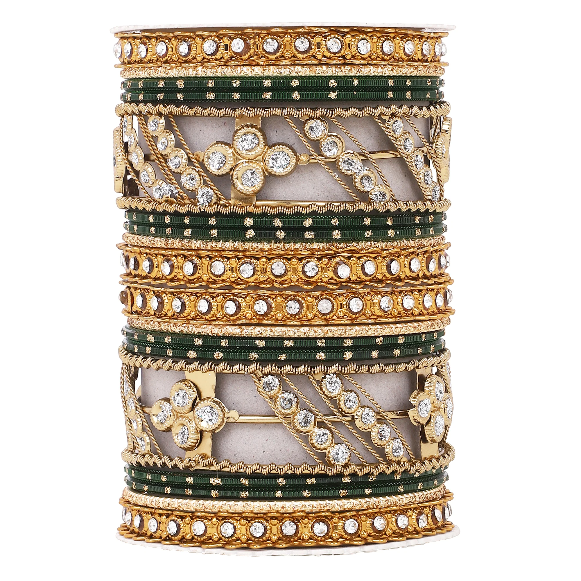 Golden dotted and Stone bangle set by Leshya - Image 11