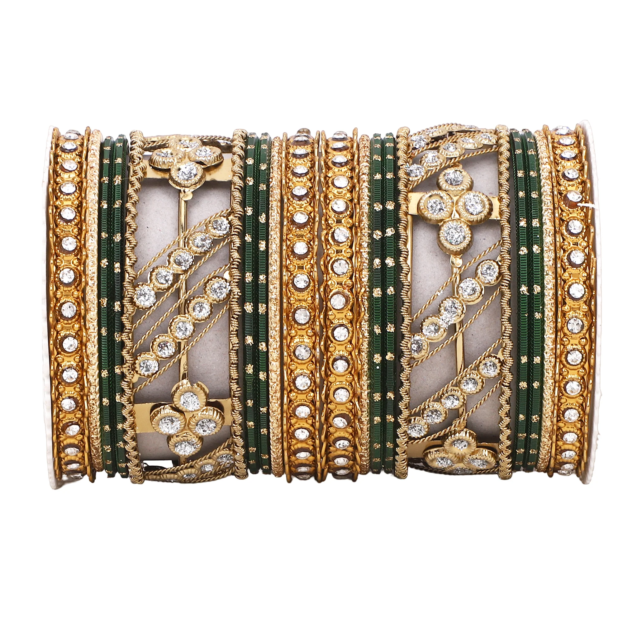 Golden dotted and Stone bangle set by Leshya - Image 12