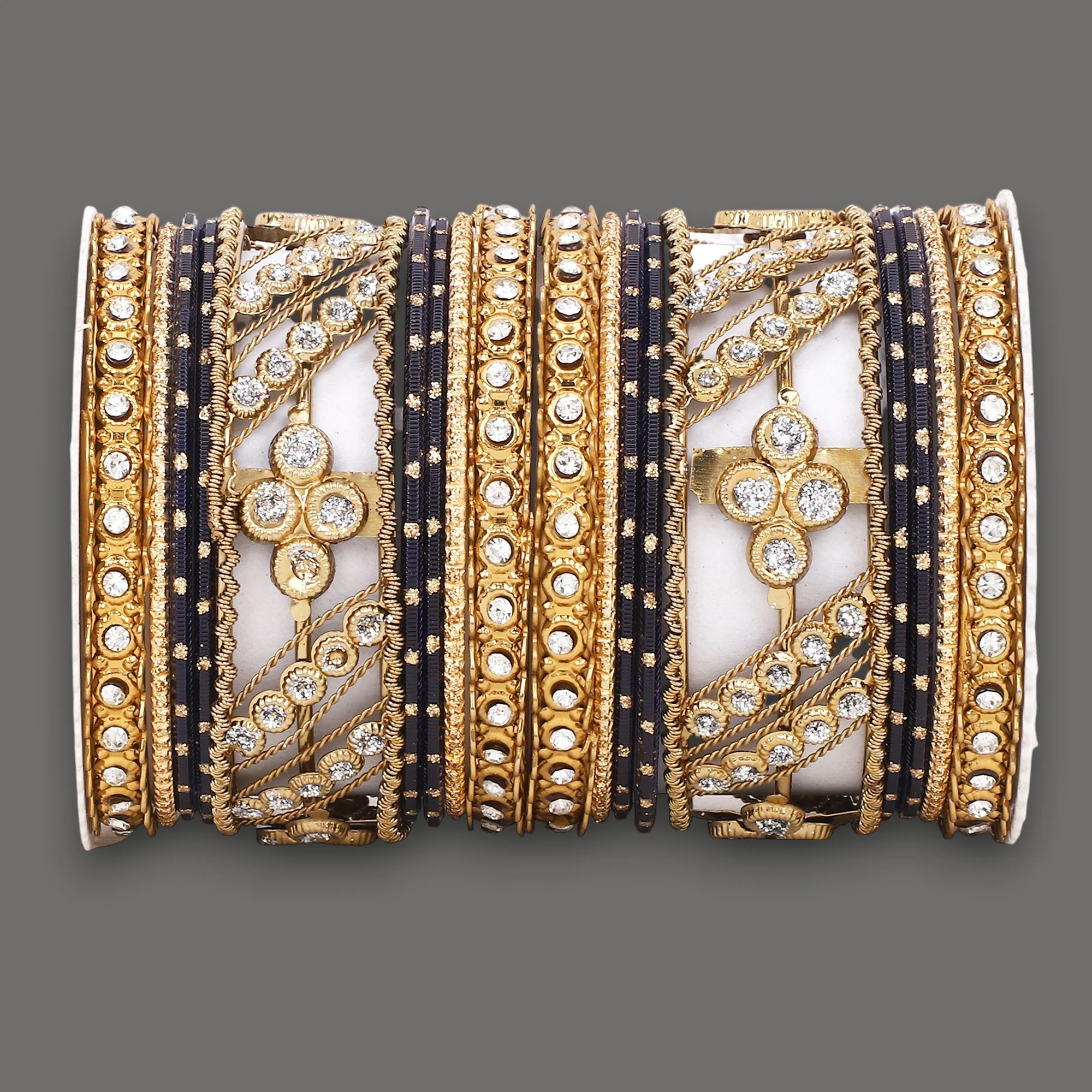 Golden dotted and Stone bangle set by Leshya - Image 2
