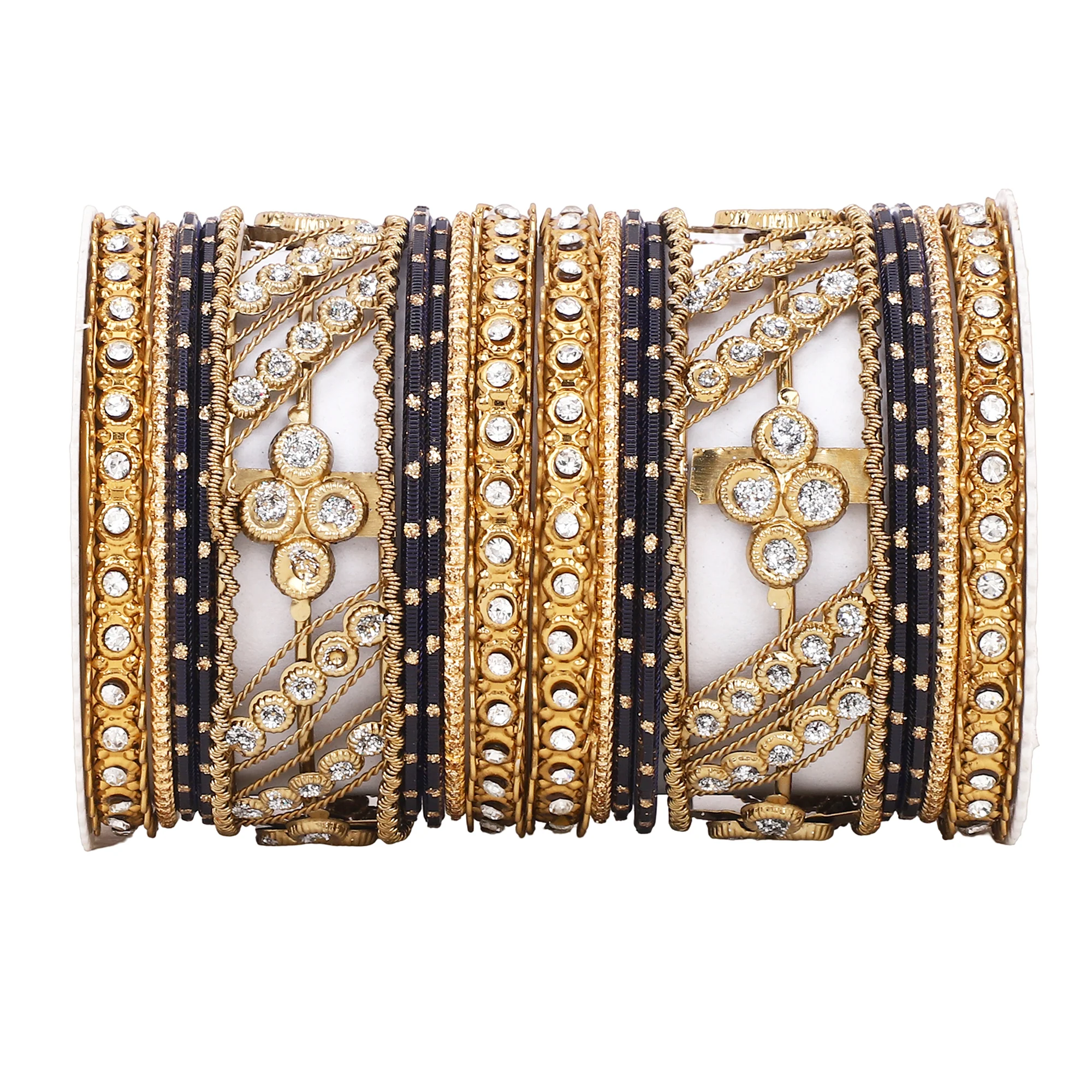 Golden dotted and Stone bangle set by Leshya - Image 4