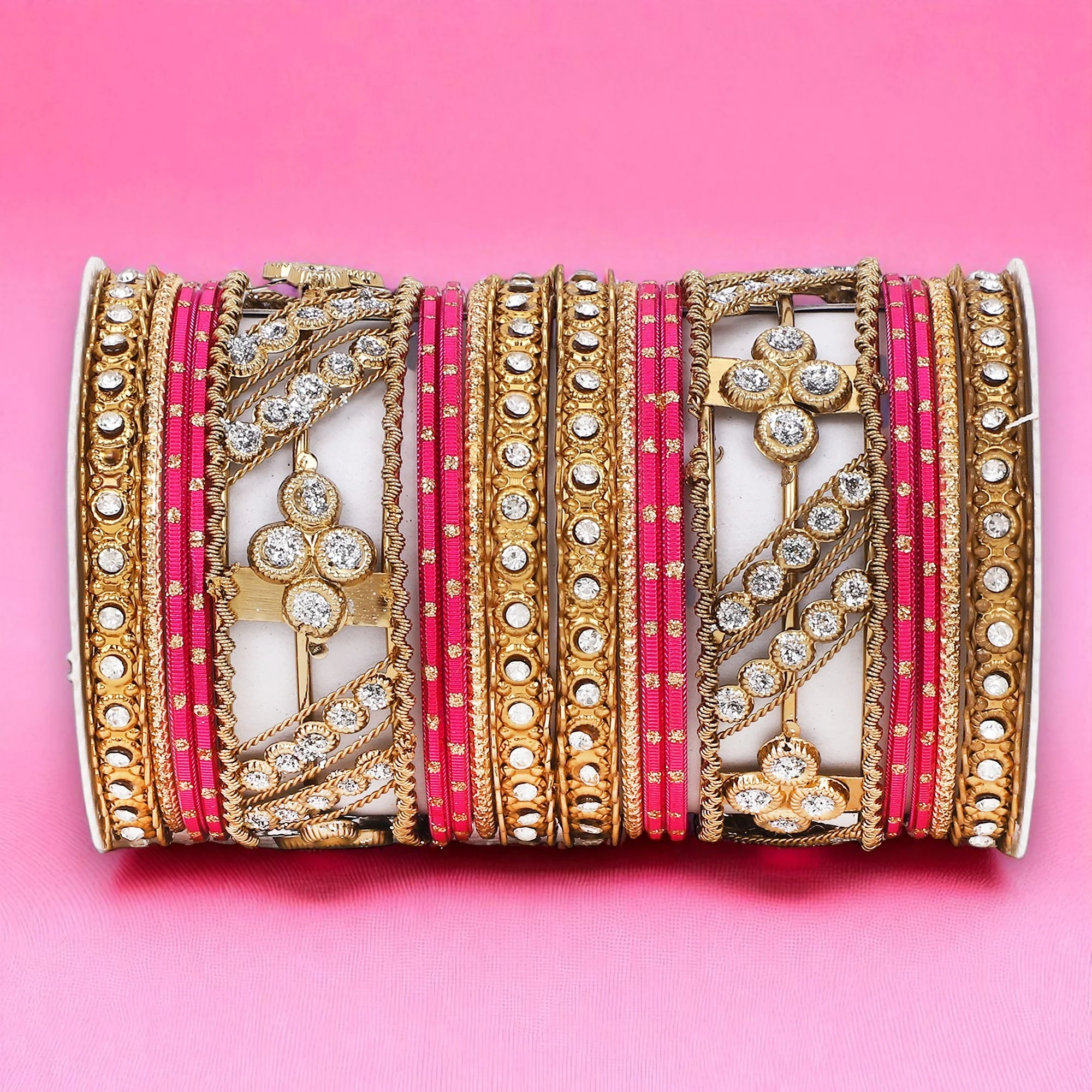 Golden dotted and Stone bangle set by Leshya - Image 5