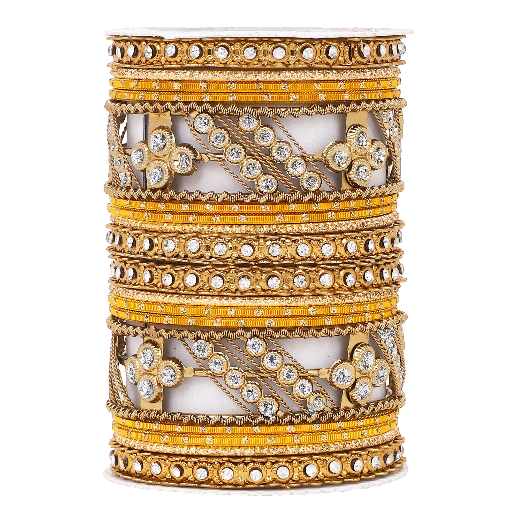 Golden dotted and Stone bangle set by Leshya - Image 8