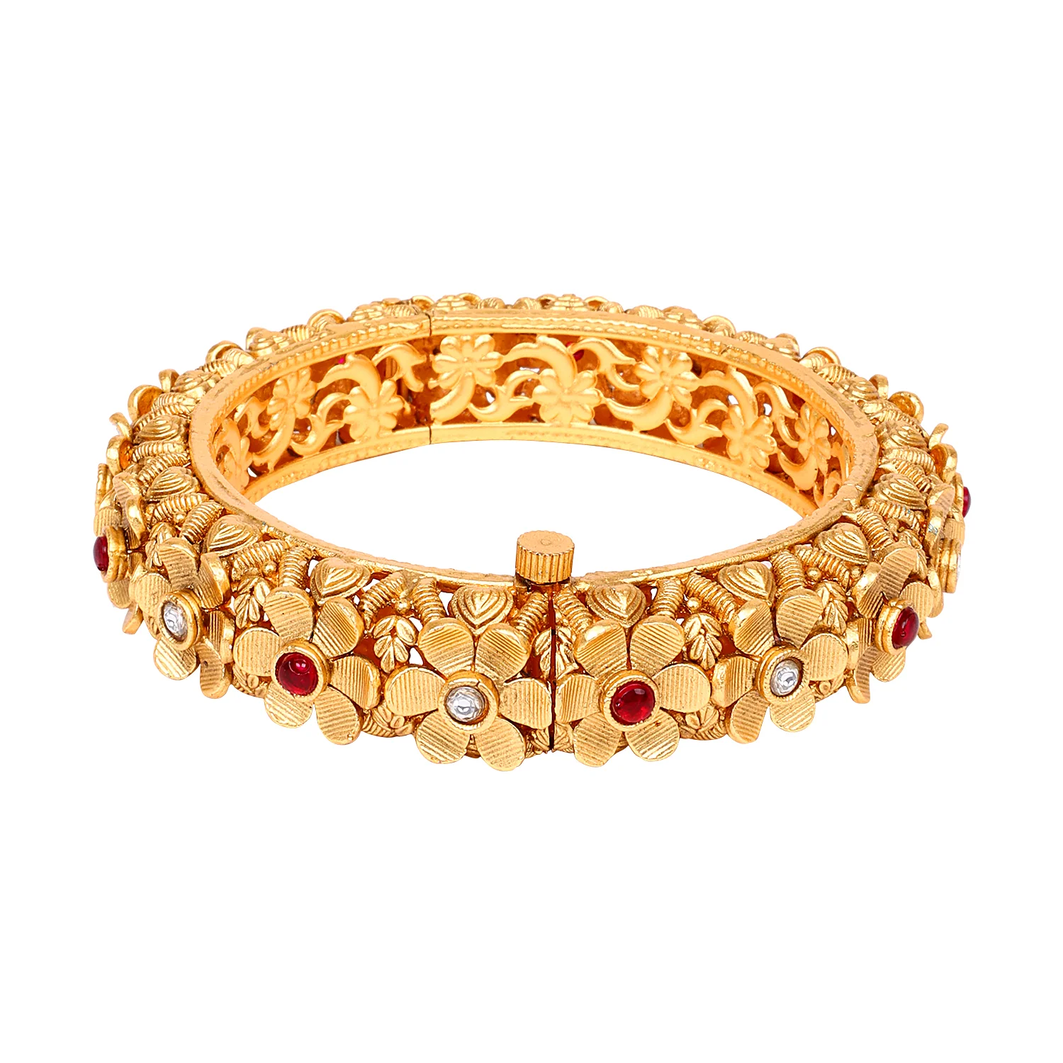 Golden Flower Rajwada Bracelets with Golden Polish by Leshya - Image 3