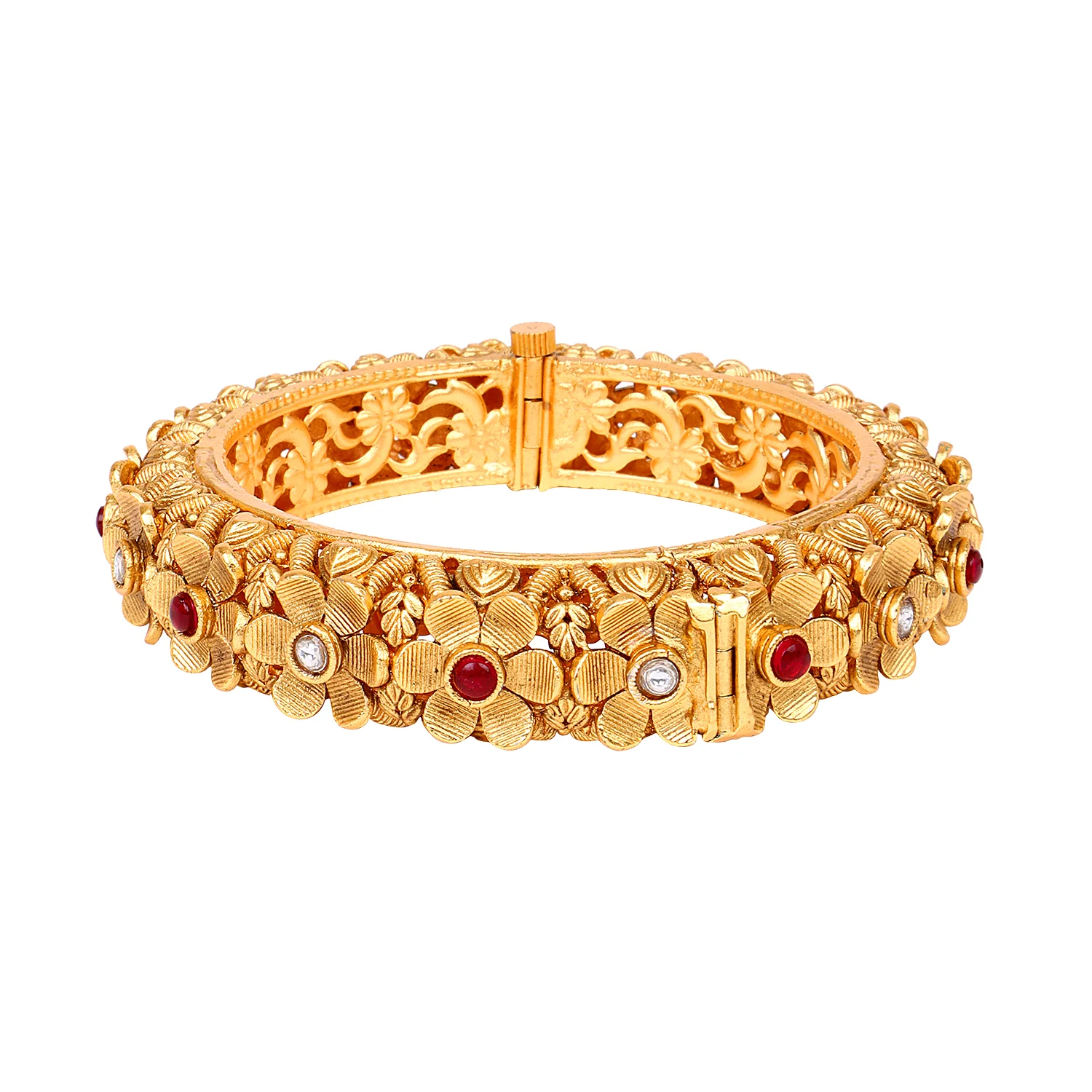 Golden Flower Rajwada Bracelets with Golden Polish by Leshya - Image 4