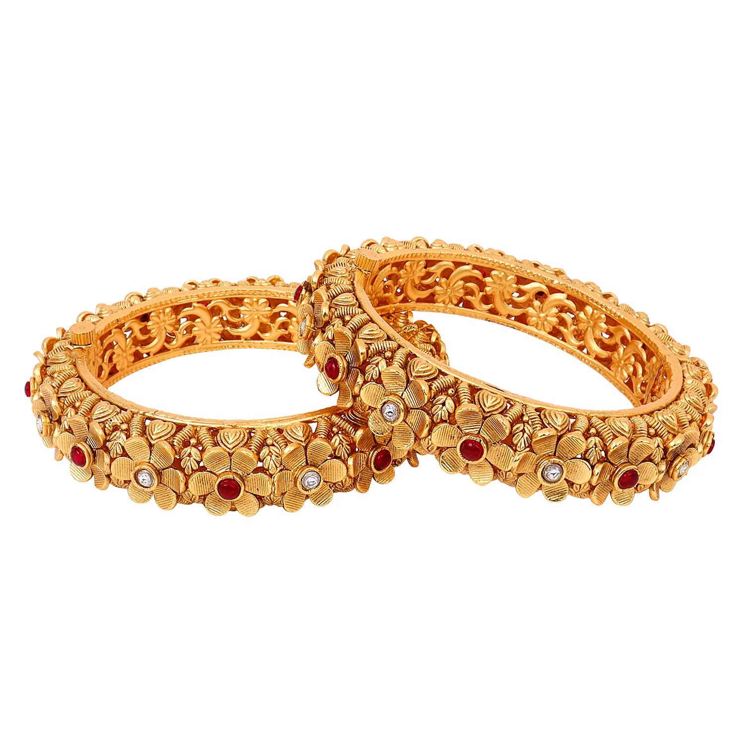 Golden Flower Rajwada Bracelets with Golden Polish by Leshya - Image 5