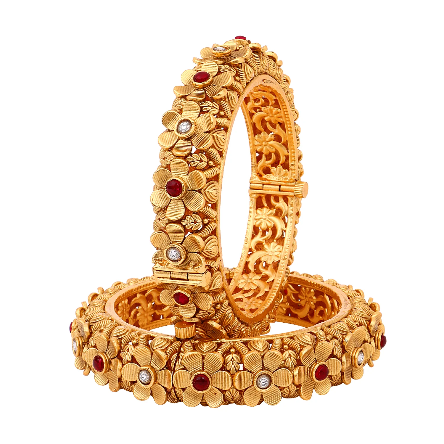 Golden Flower Rajwada Bracelets with Golden Polish by Leshya - Image 6
