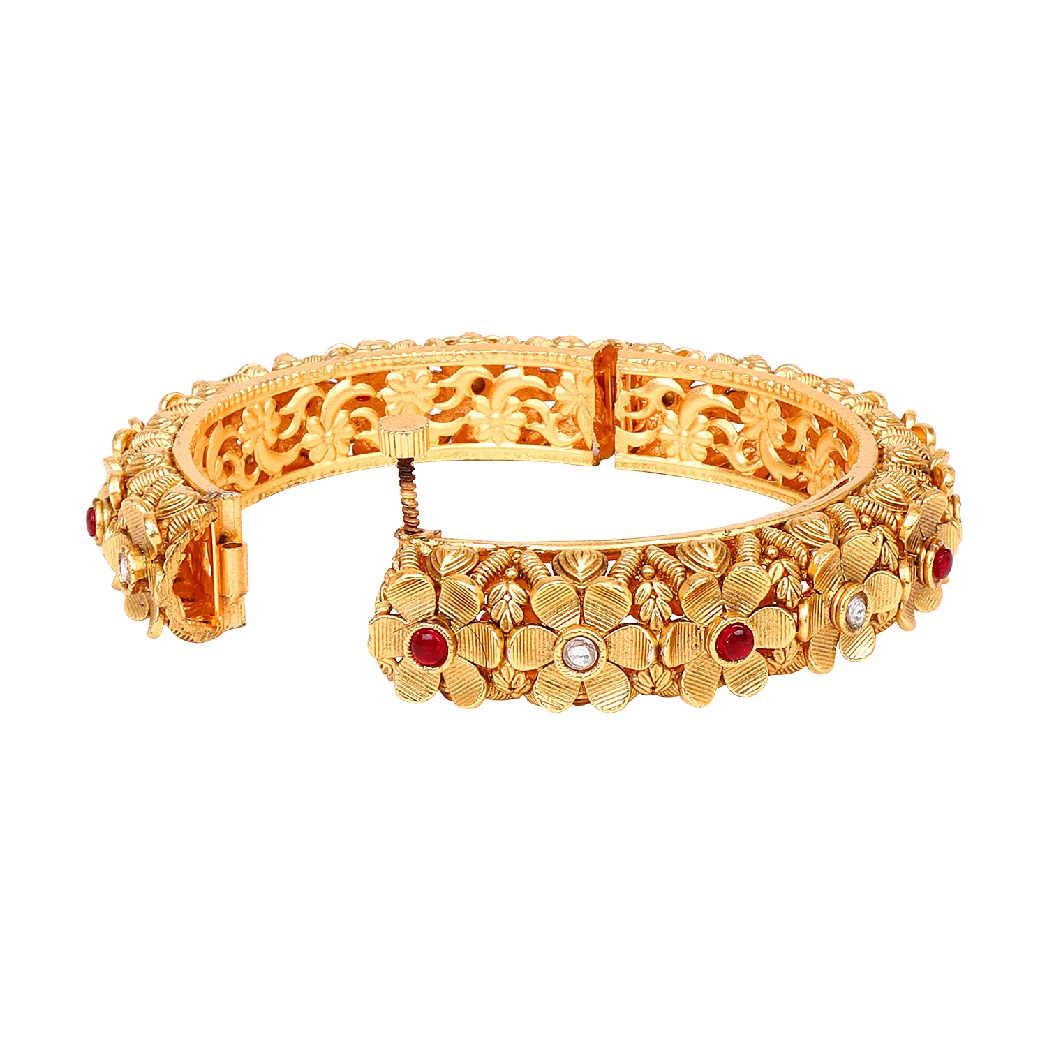 Golden Flower Rajwada Bracelets with Golden Polish by Leshya - Image 7