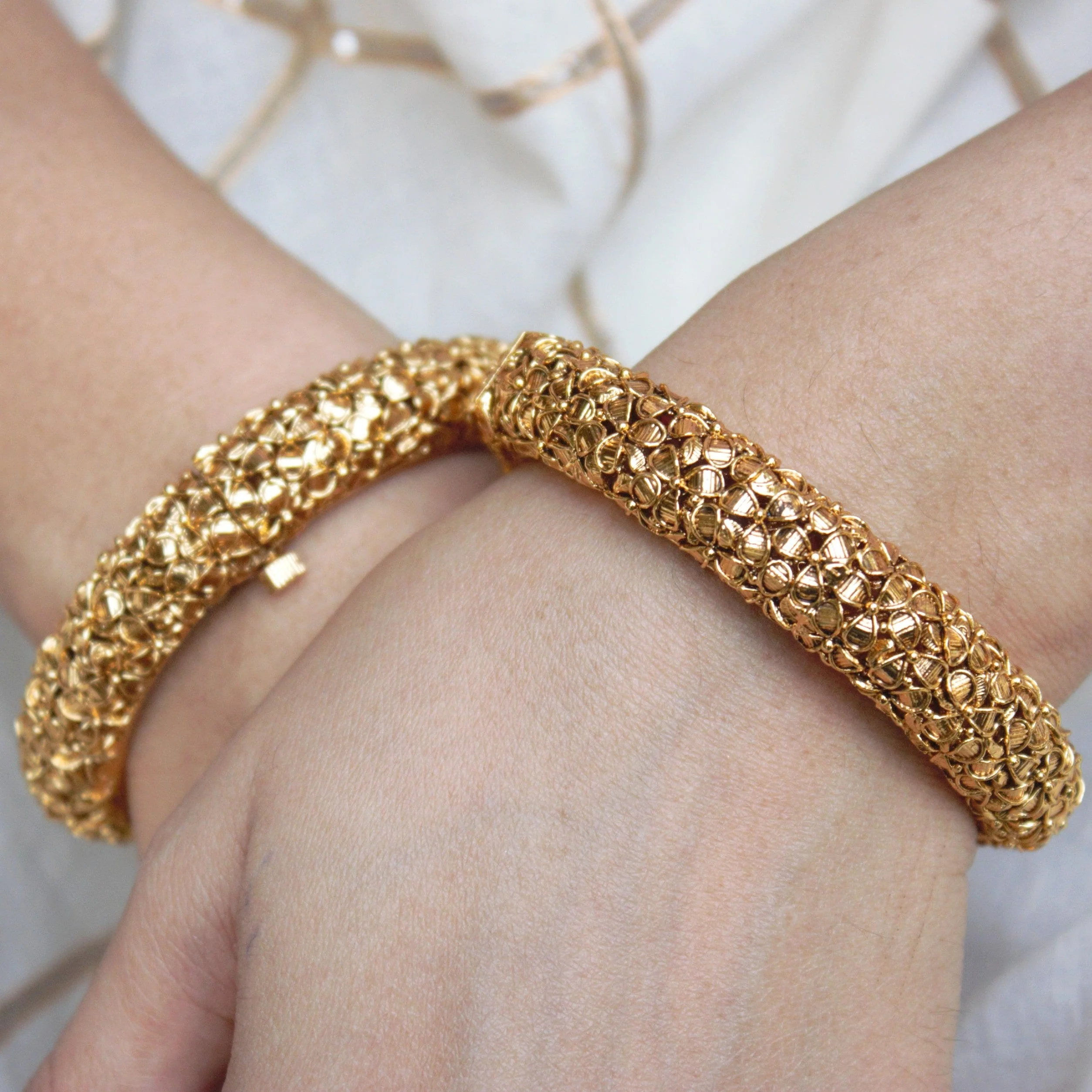 Golden Flower Rajwada Bracelets with Golden Polish by Leshya - Image 3