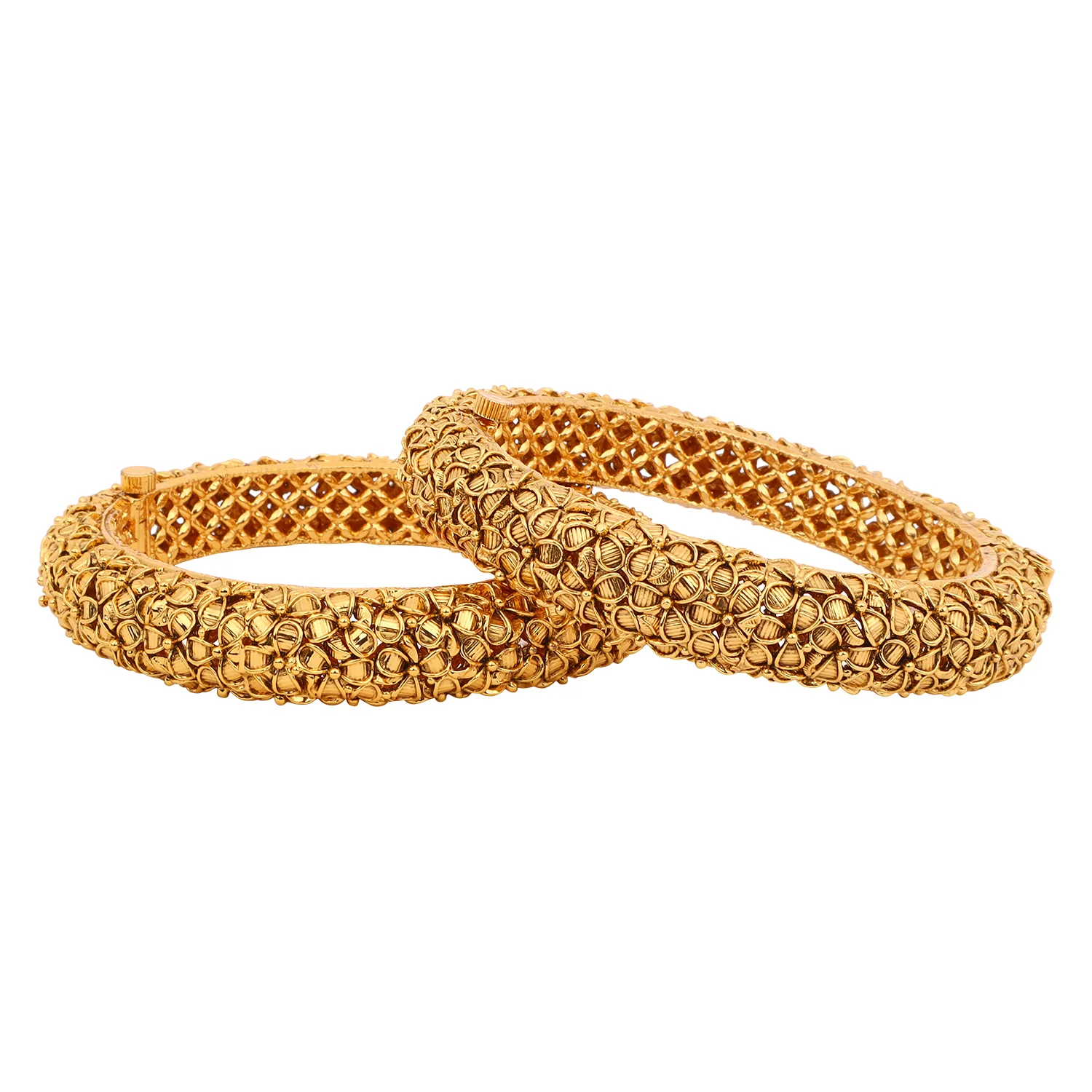 Golden Flower Rajwada Bracelets with Golden Polish by Leshya - Image 4