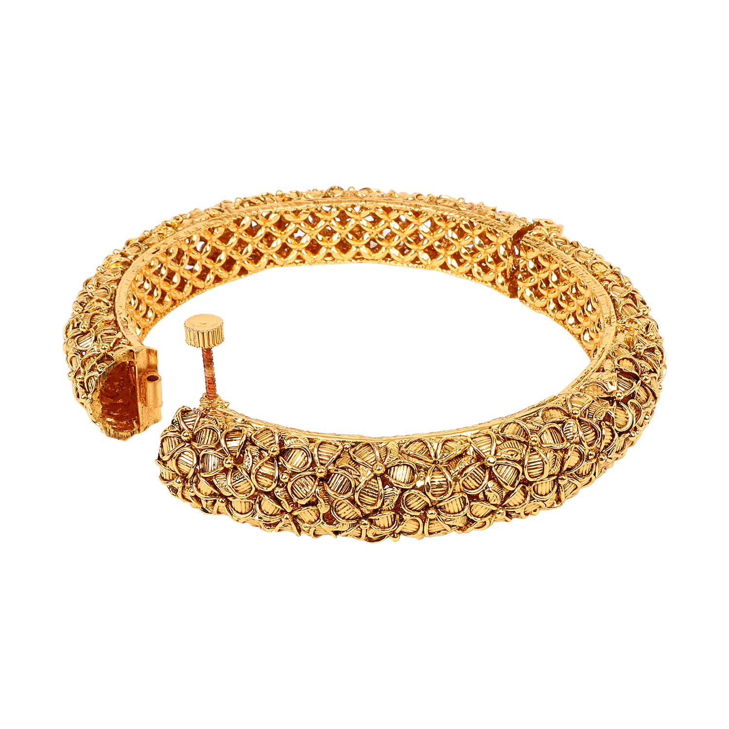 Golden Flower Rajwada Bracelets with Golden Polish by Leshya - Image 5