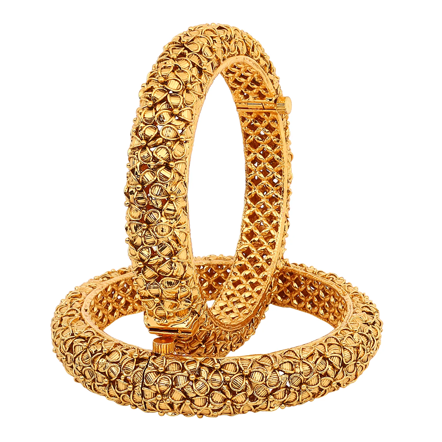 Golden Flower Rajwada Bracelets with Golden Polish by Leshya - Image 6