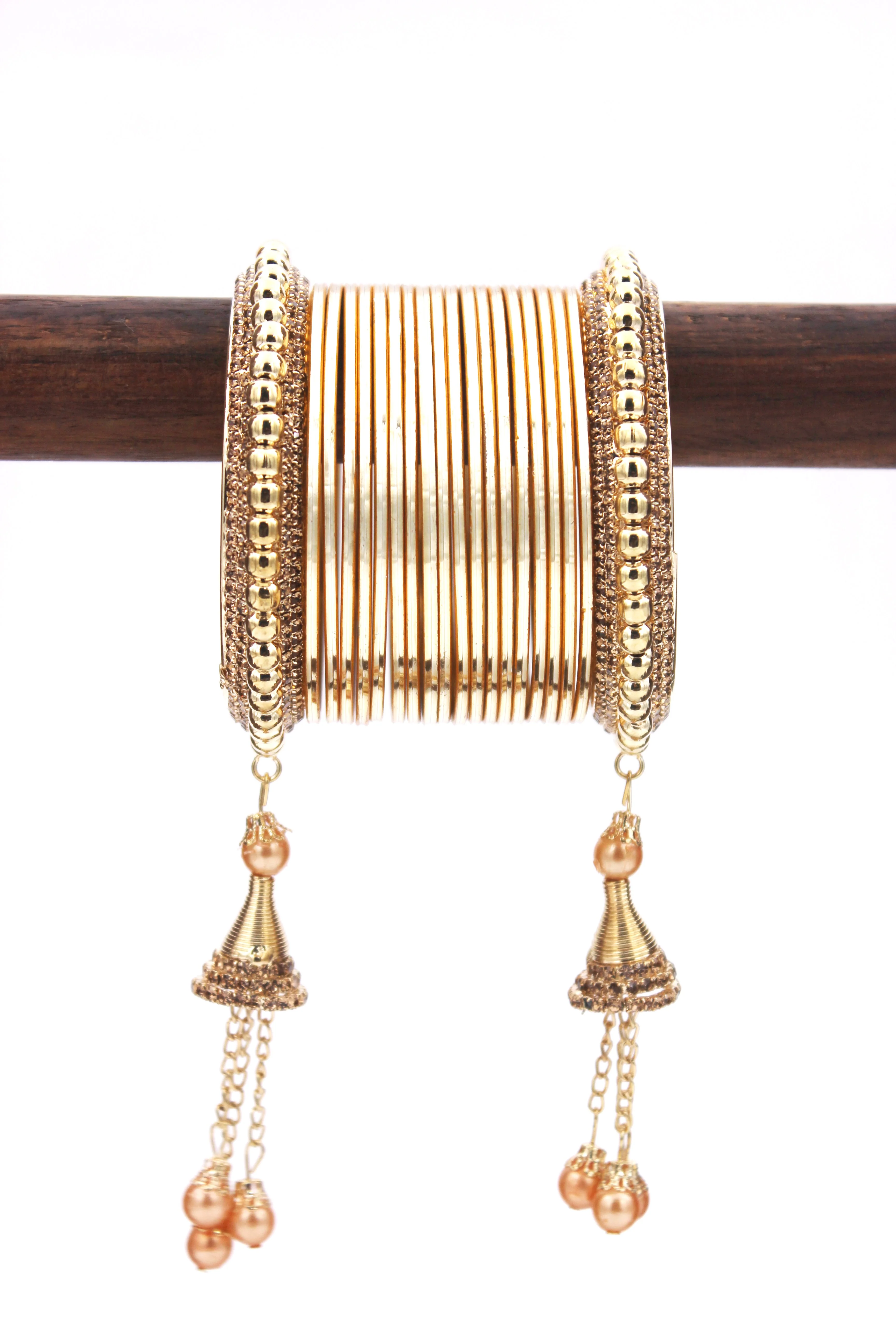 Golden Jhumki with Shining Metal Bangles by Leshya - Image 3