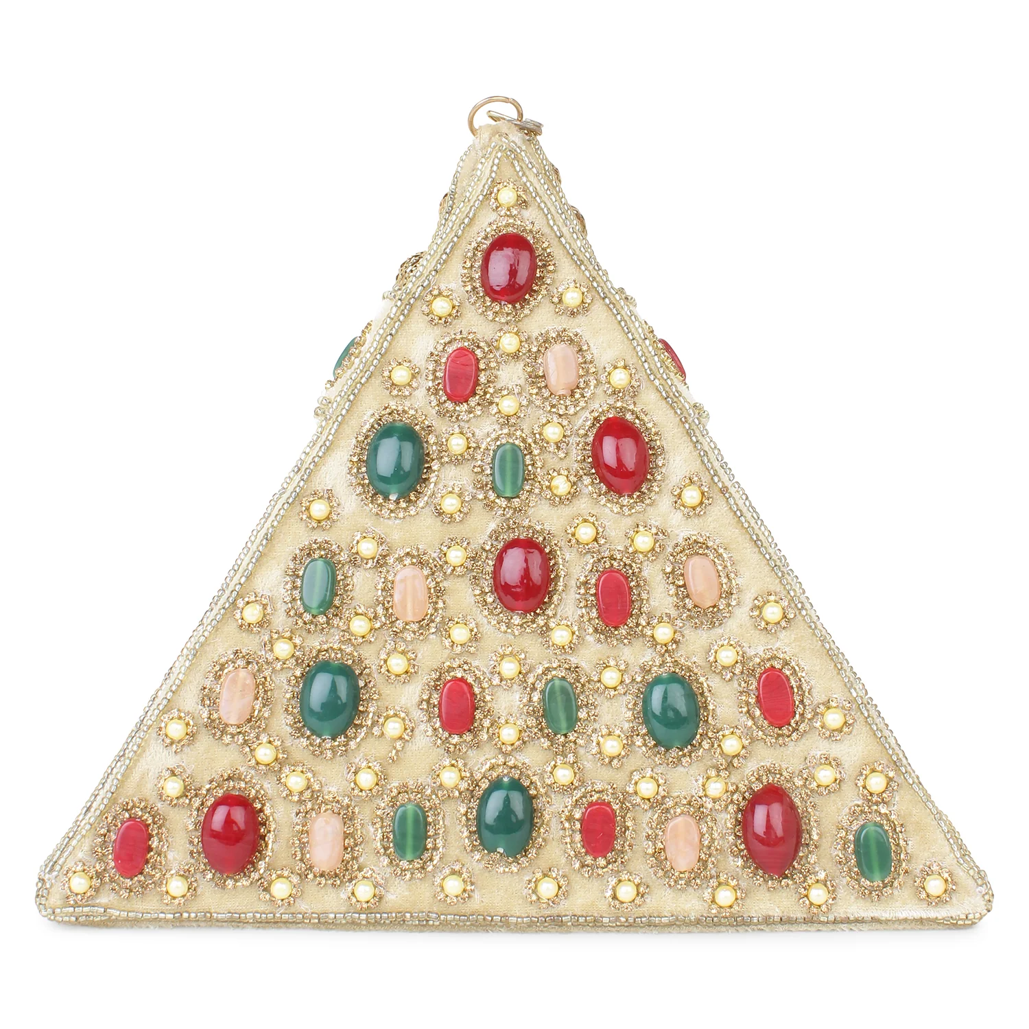 Golden Triangular Potli with embellished stones for the Bride by Leshya - Image 4