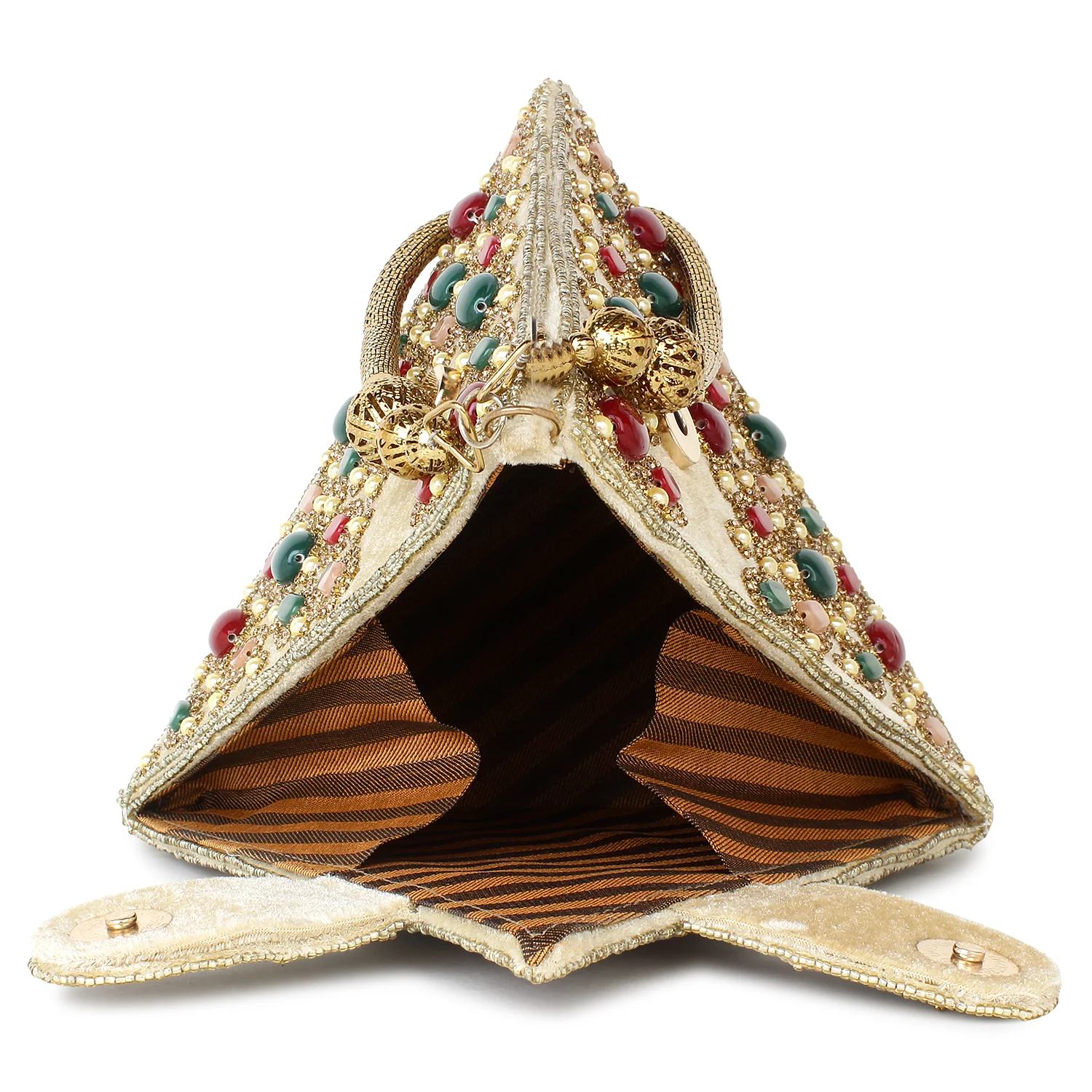 Golden Triangular Potli with embellished stones for the Bride by Leshya - Image 6