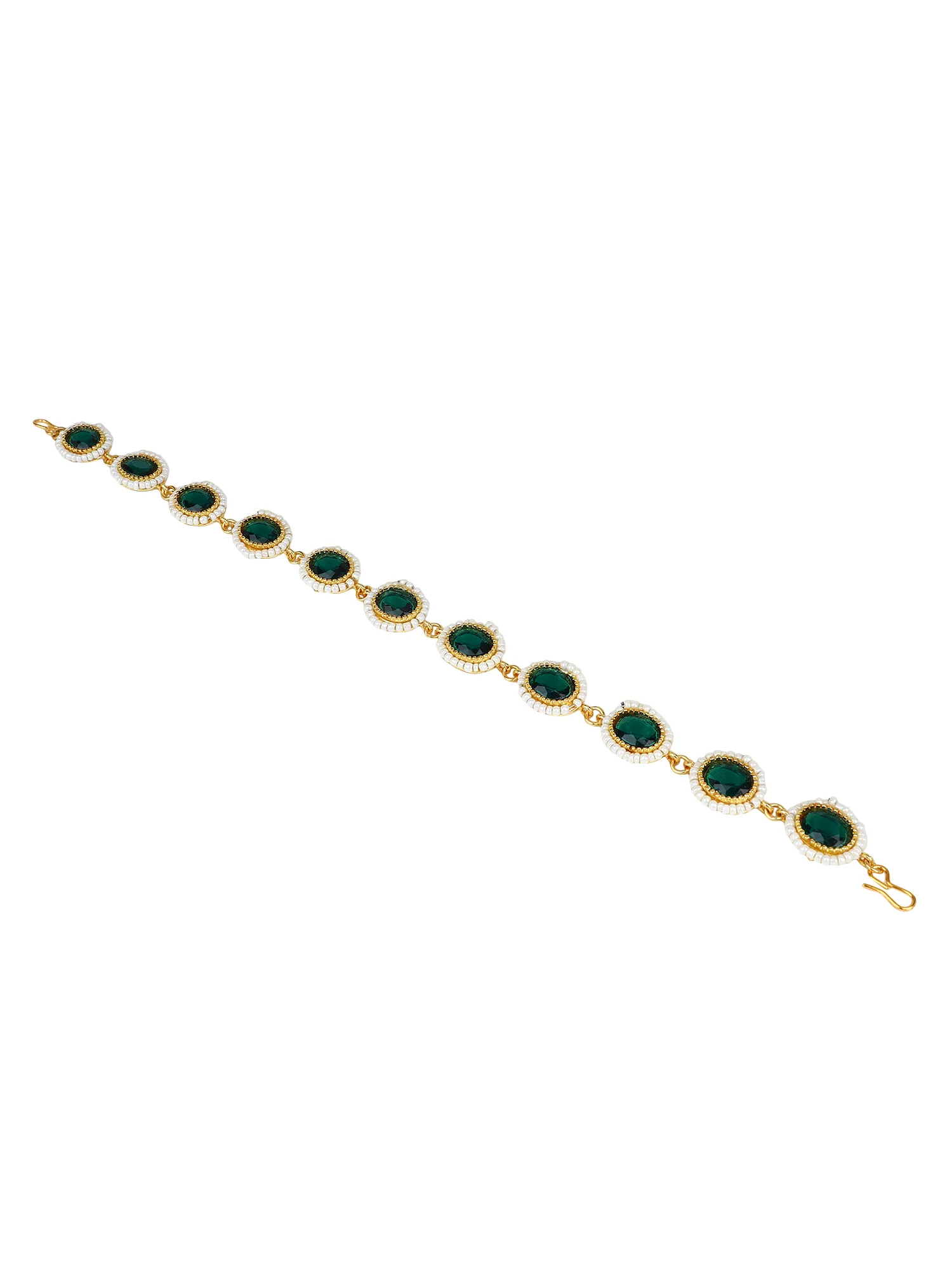 Green Kundan Maatha Patti for Women by Leshya - Image 3