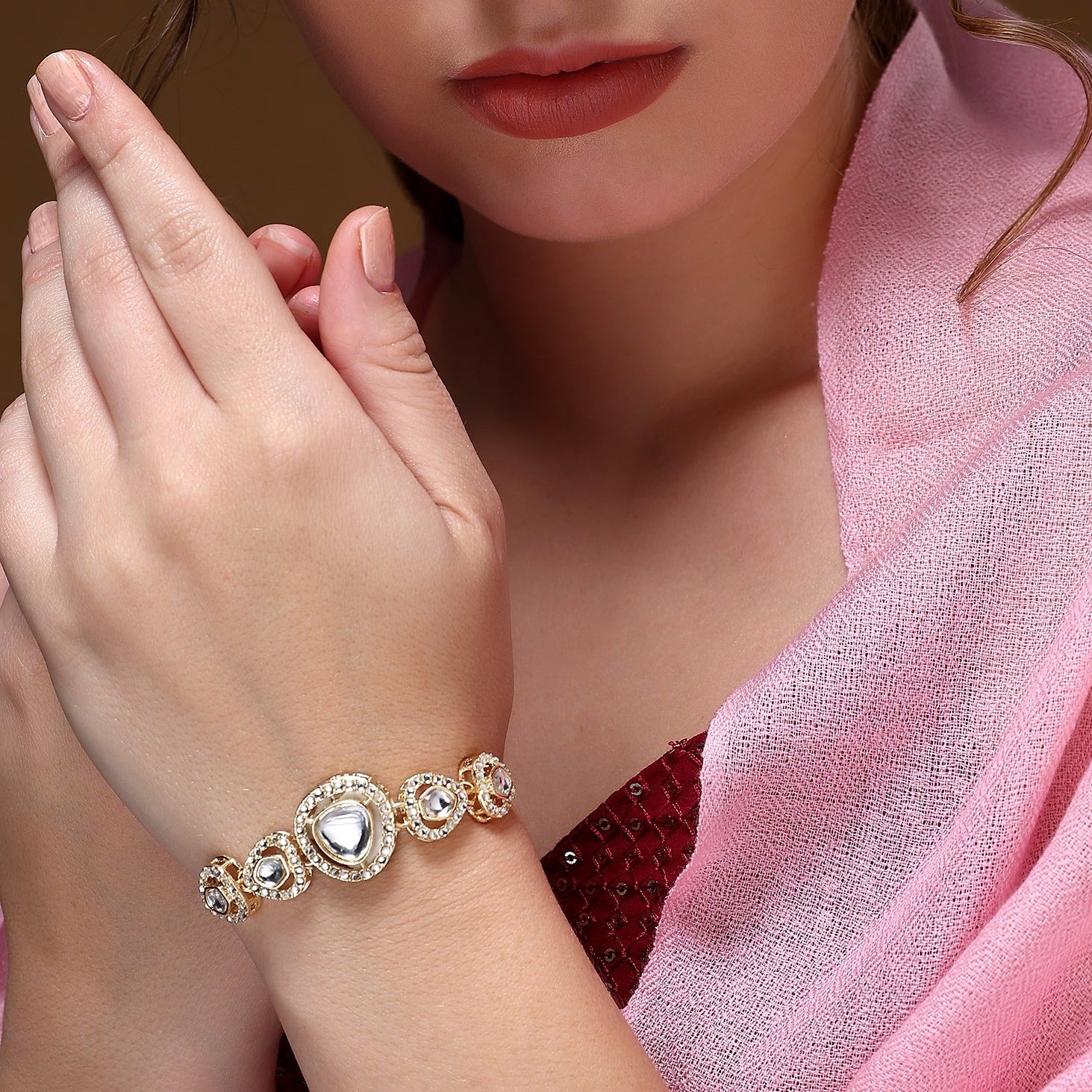 Kundan Beaded chain bracelet - Image 3