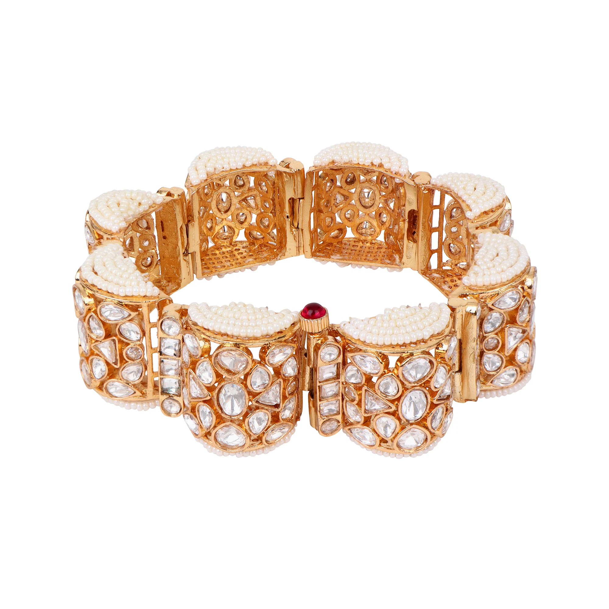 Heavy Kundan Beaded chain bracelet - Image 2