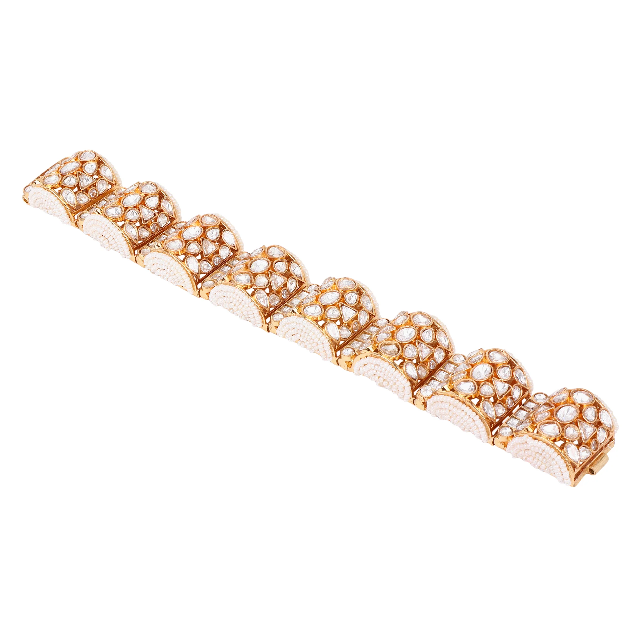 Heavy Kundan Beaded chain bracelet - Image 3