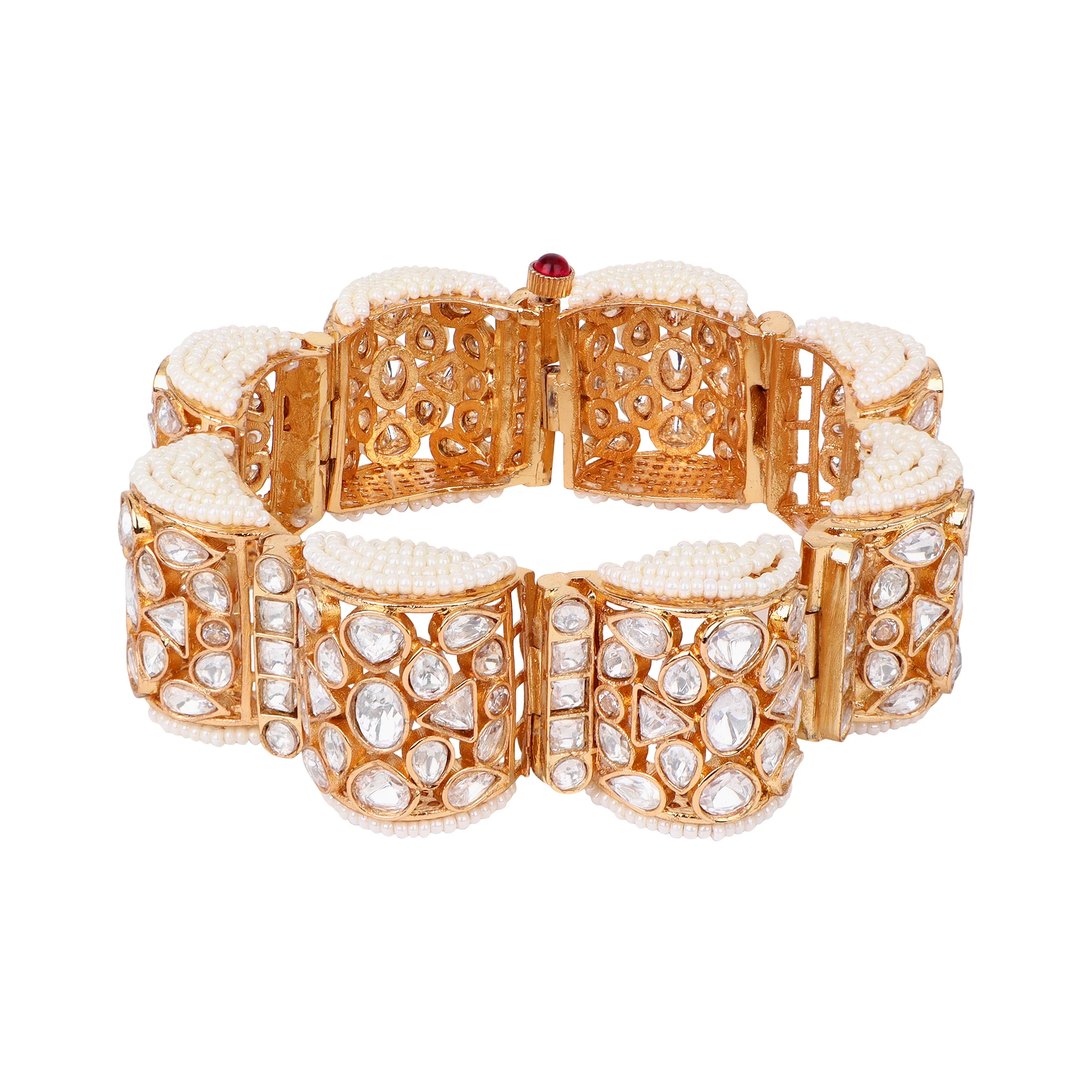 Heavy Kundan Beaded chain bracelet - Image 4