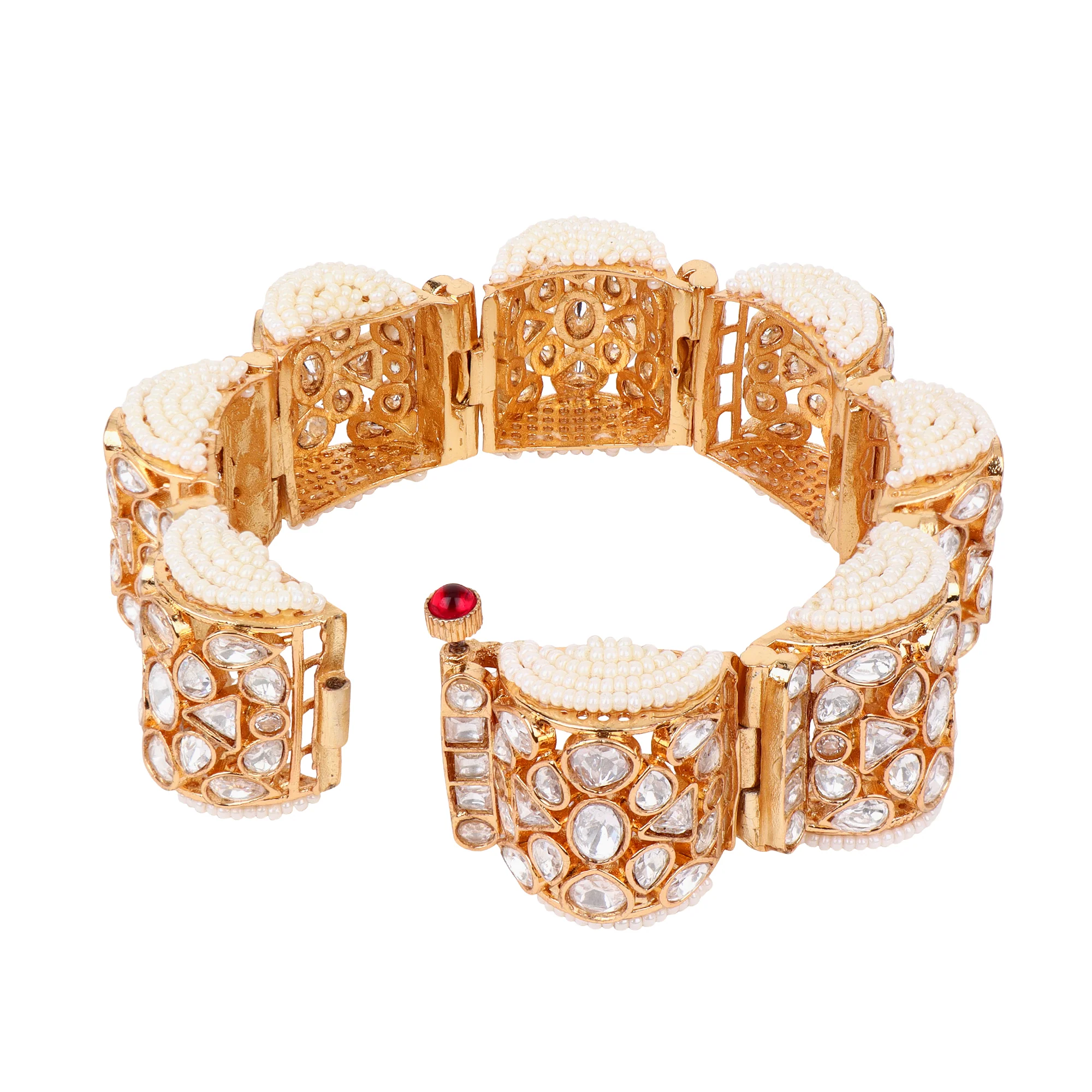Heavy Kundan Beaded chain bracelet - Image 5