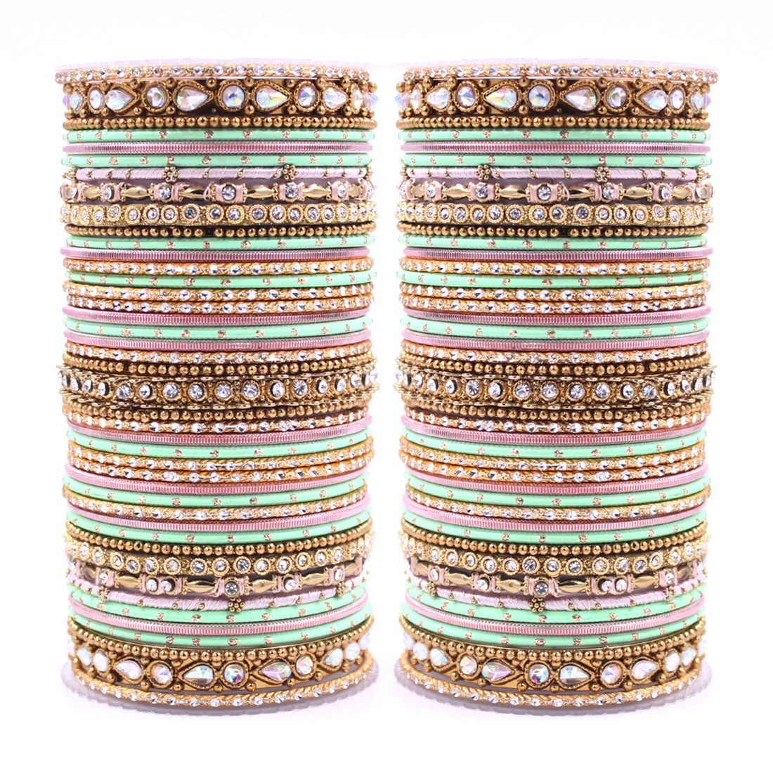 Intricate Dual Colour Pastel Bridal Bangle set - Image 3