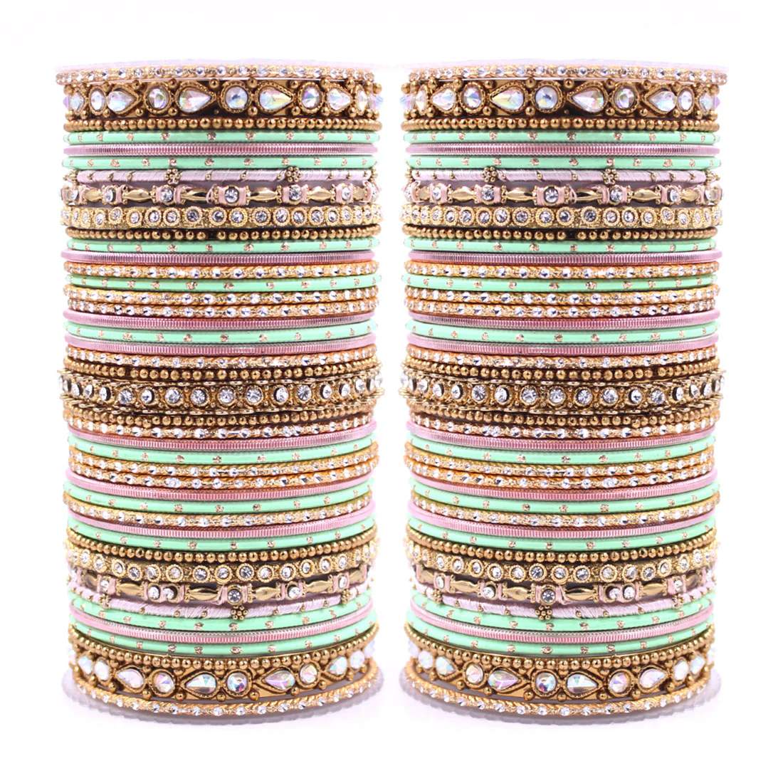 Intricate Dual Colour Pastel Bridal Bangle set - Image 2