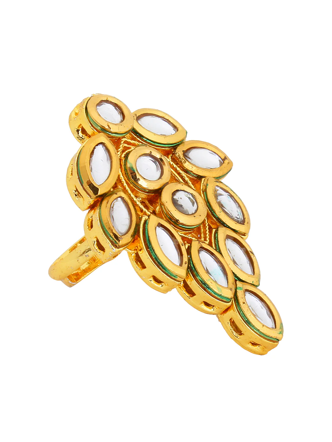 Intricate Kundan Ring in Free size by Leshya - Image 3