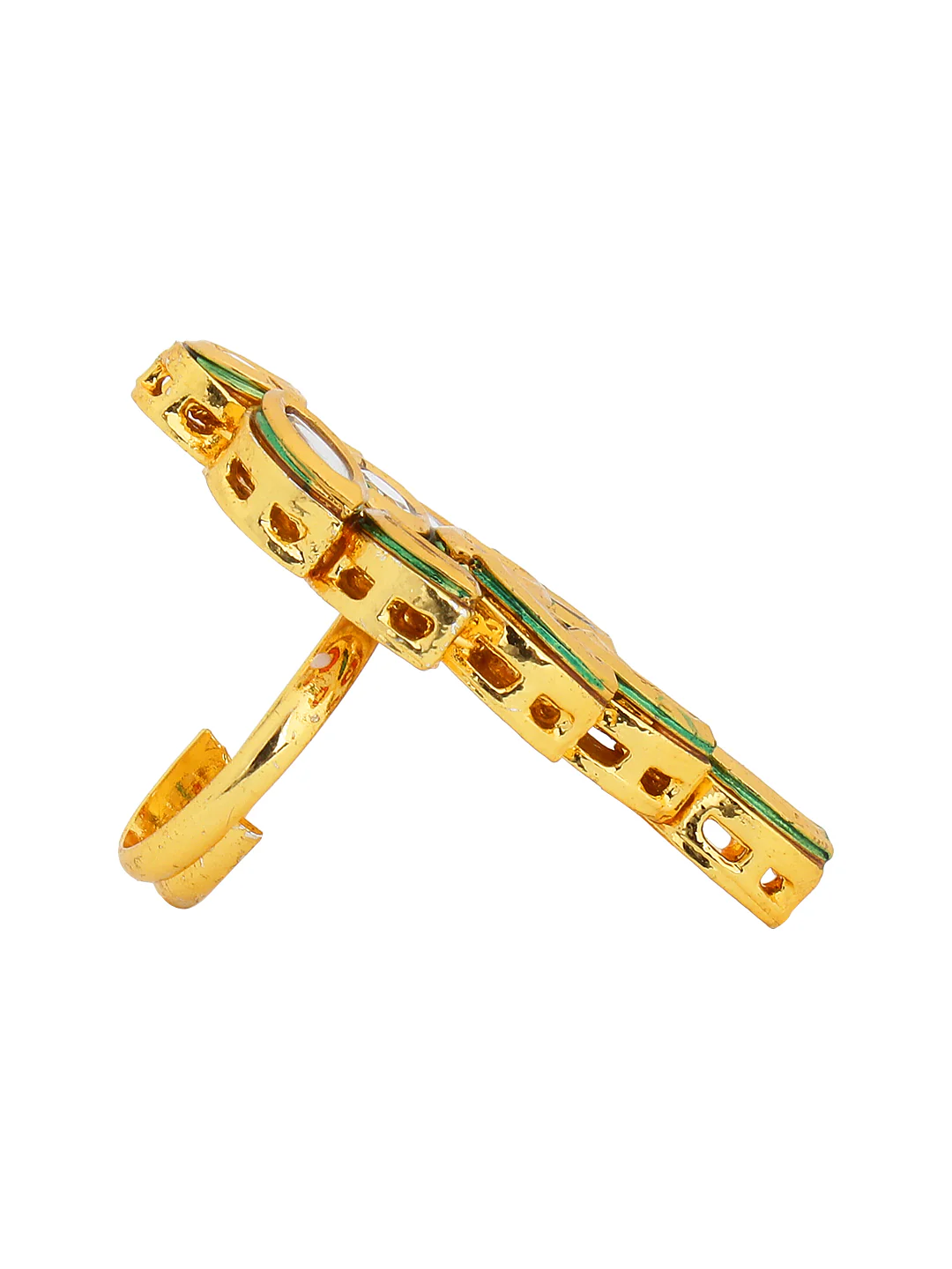 Intricate Kundan Ring in Free size by Leshya - Image 4