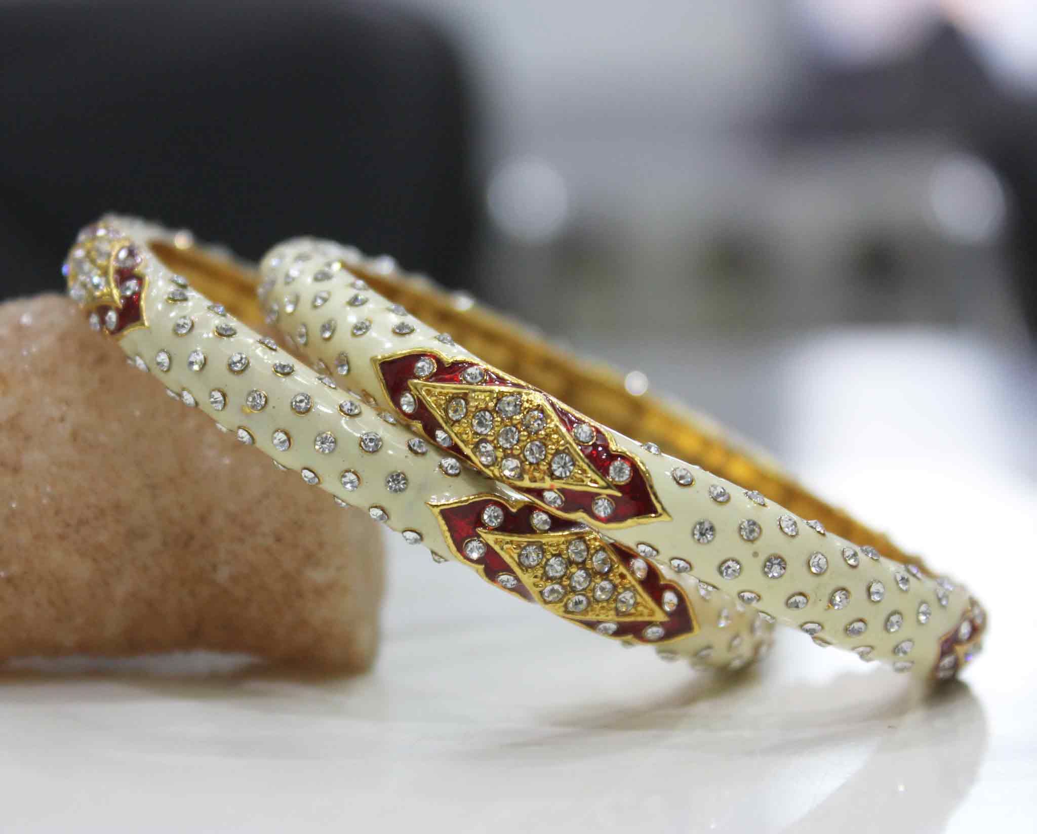 Intricate Meenakari And Stone Work Bracelet Pair - Image 15
