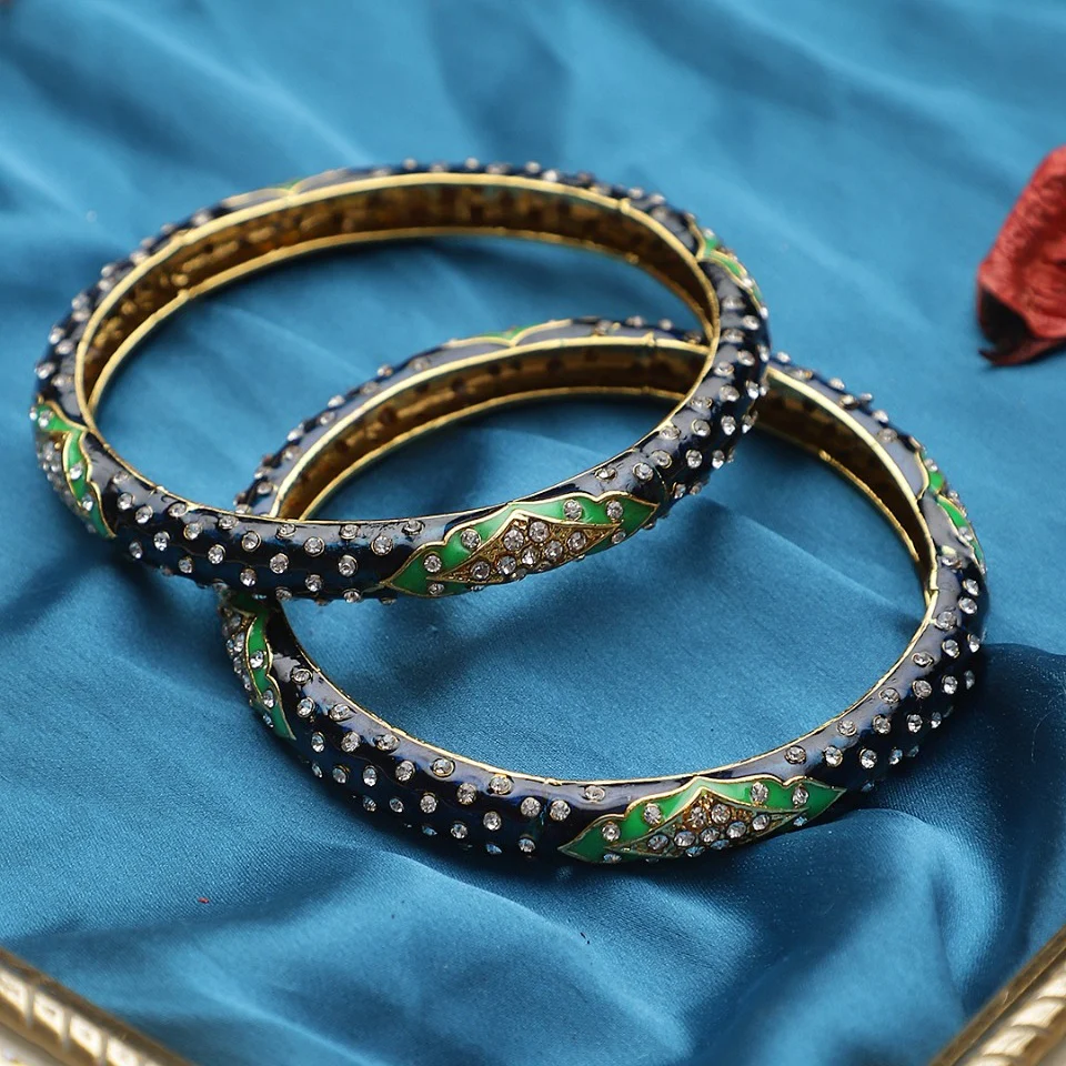 Intricate Meenakari And Stone Work Bracelet Pair - Image 19