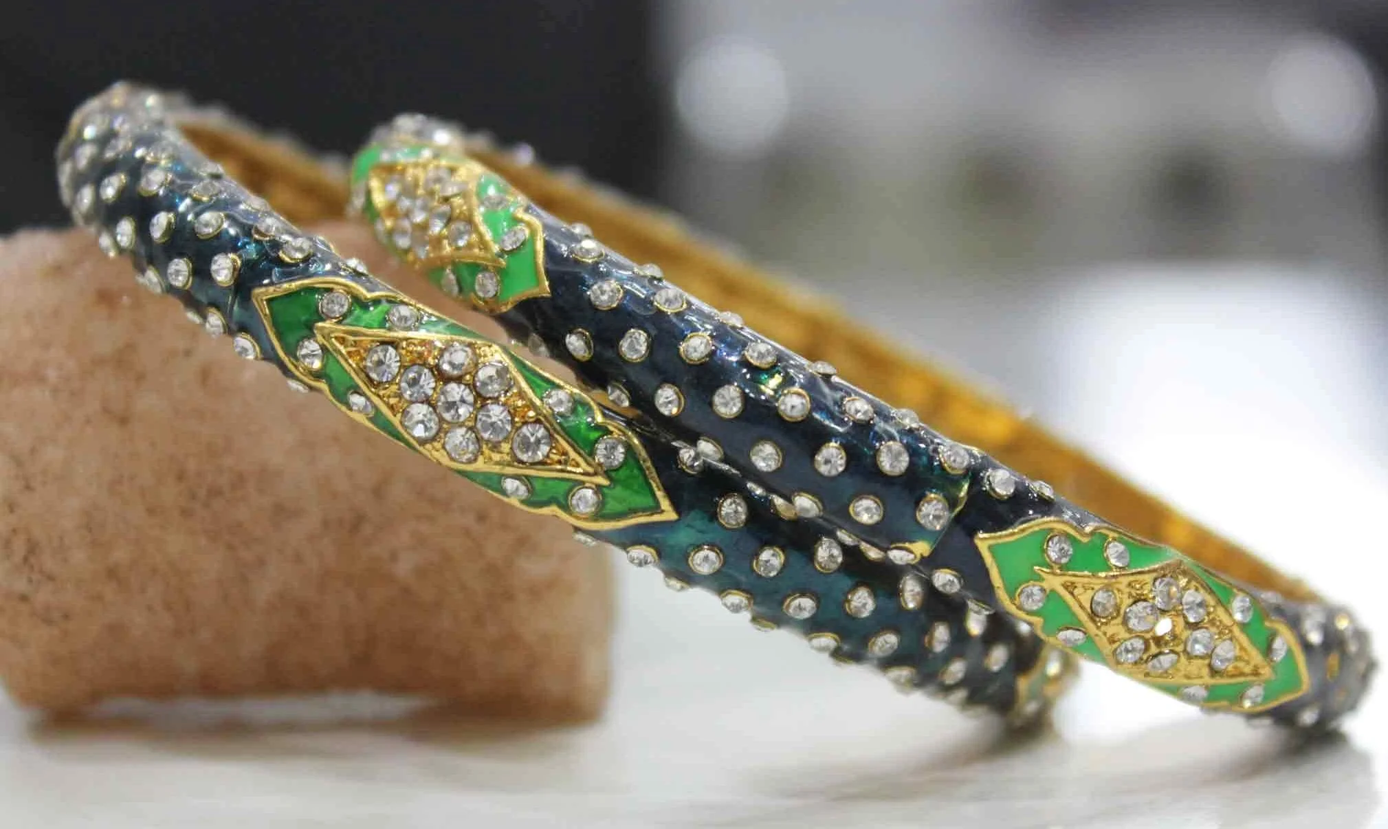 Intricate Meenakari And Stone Work Bracelet Pair - Image 4