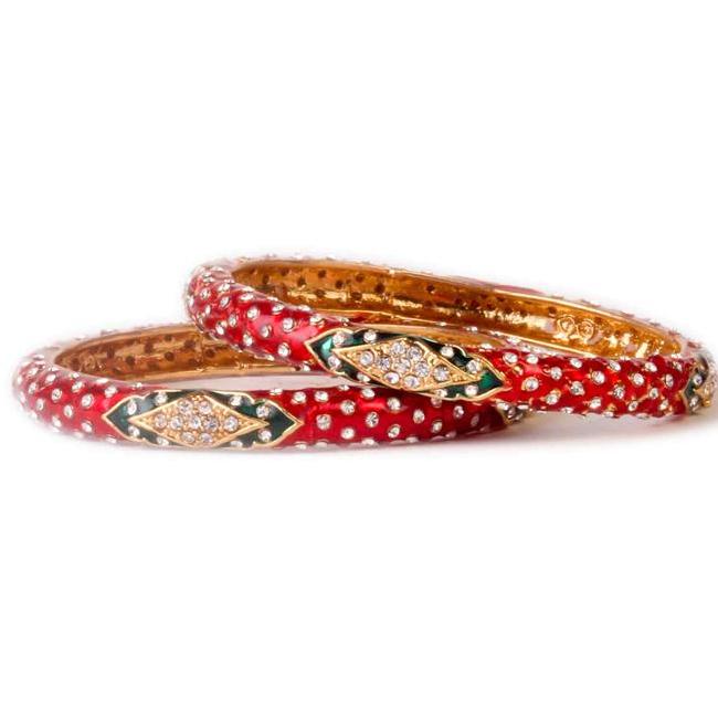 Intricate Meenakari And Stone Work Bracelet Pair - Image 5