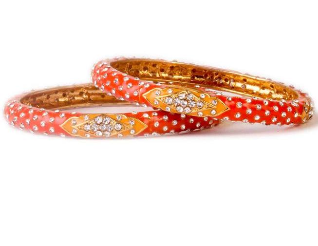 Intricate Meenakari And Stone Work Bracelet Pair - Image 8