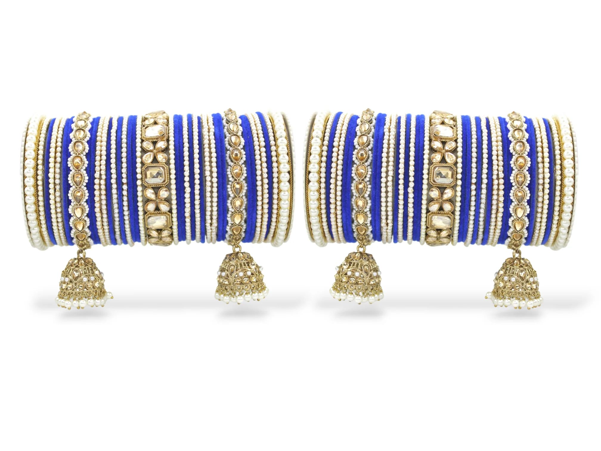 Jhumki Bangle set with Pearl Kadas for two hands by Leshya - Image 14