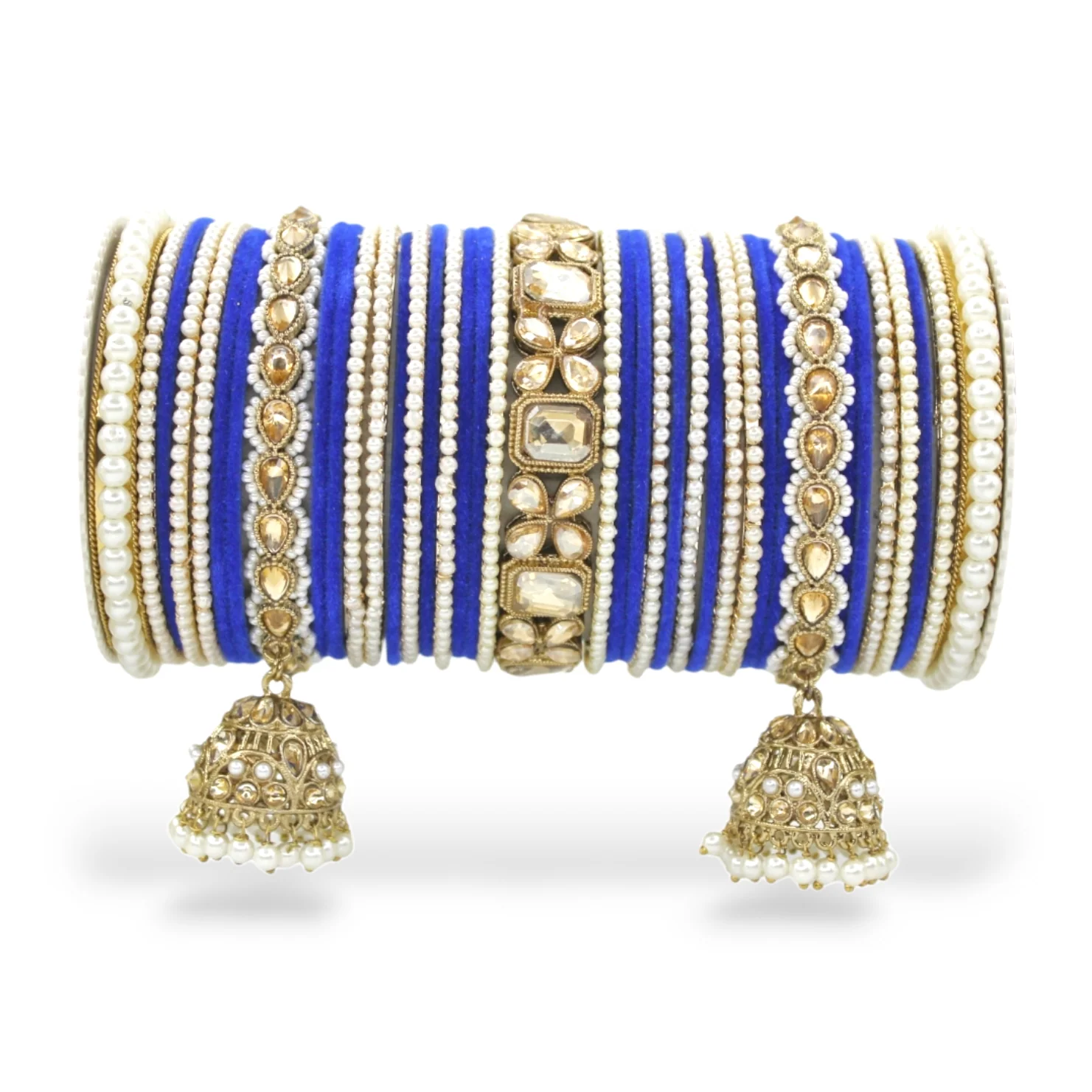 Jhumki Bangle set with Pearl Kadas for two hands by Leshya - Image 13