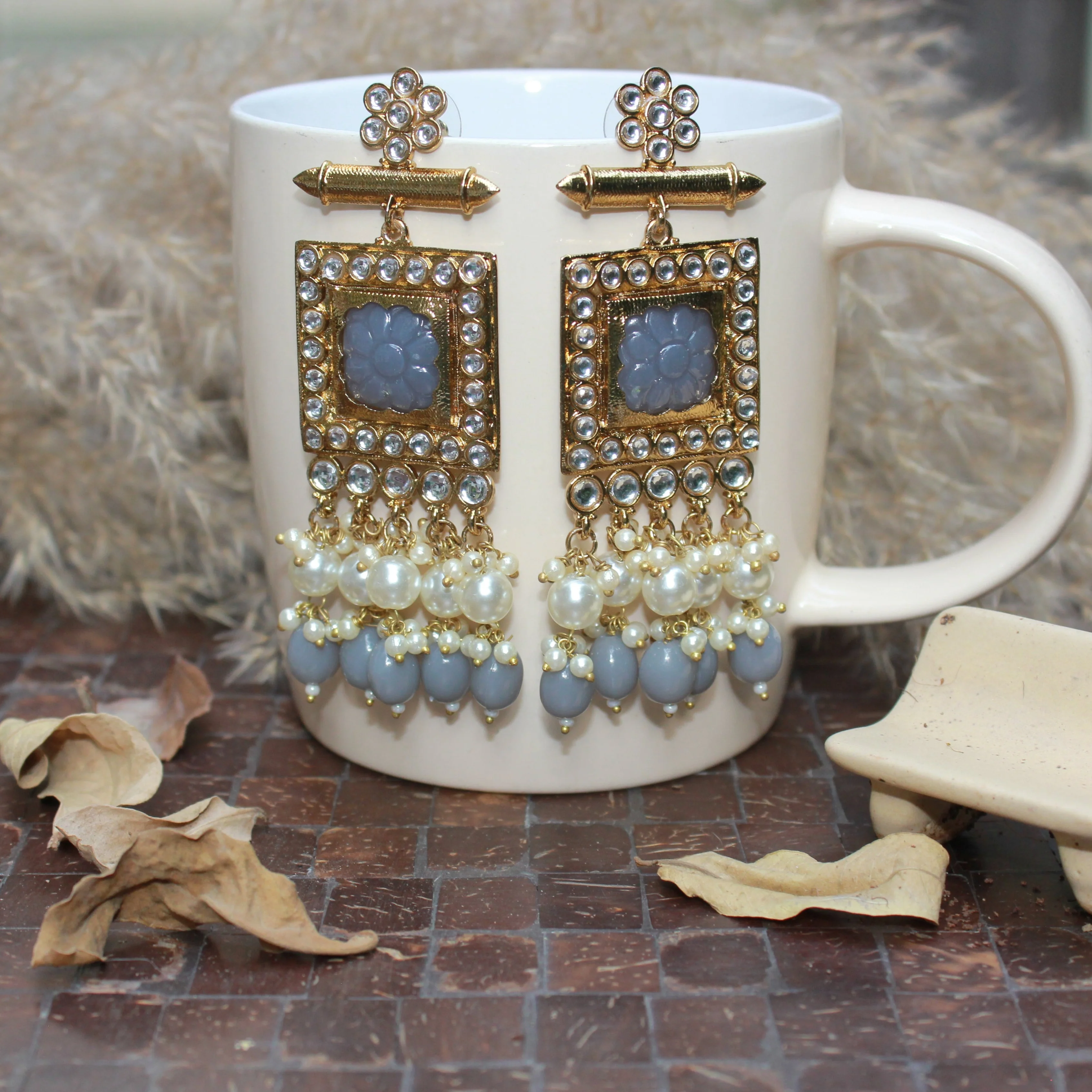 Jhumki Earring with crystal stone by Leshya - Image 5