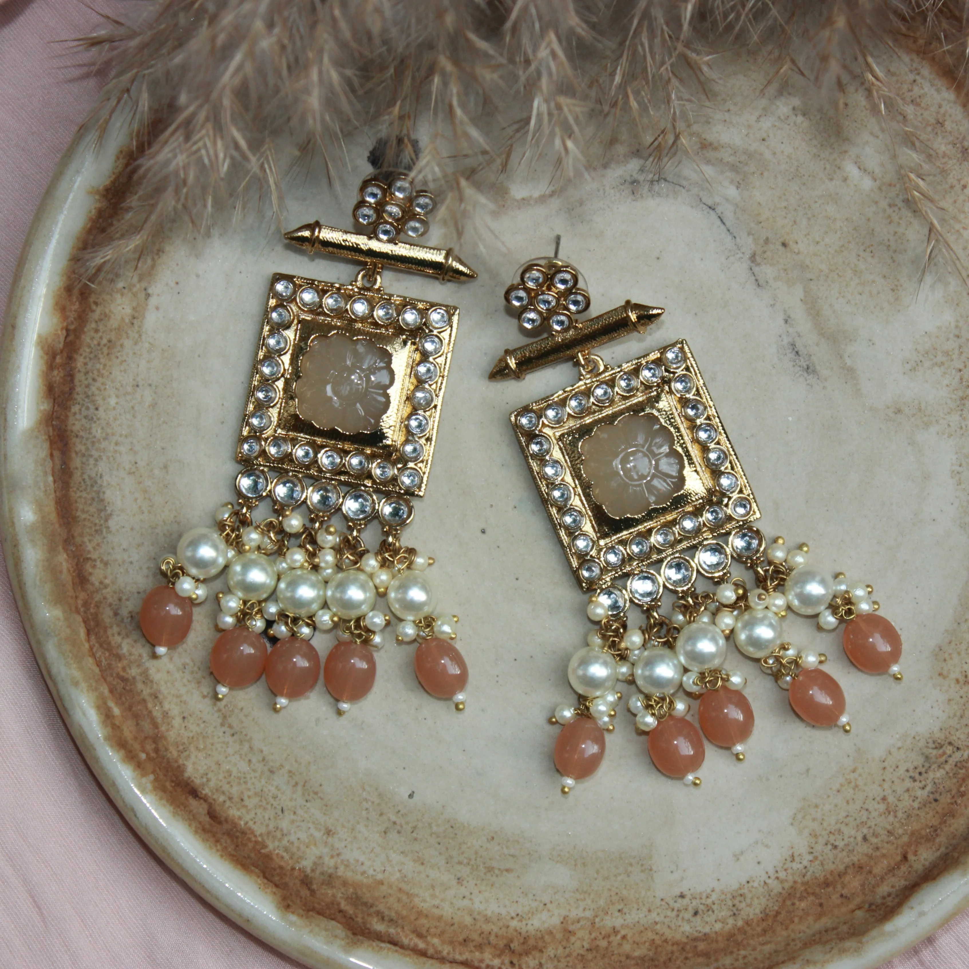 Jhumki Earring with crystal stone by Leshya - Image 6