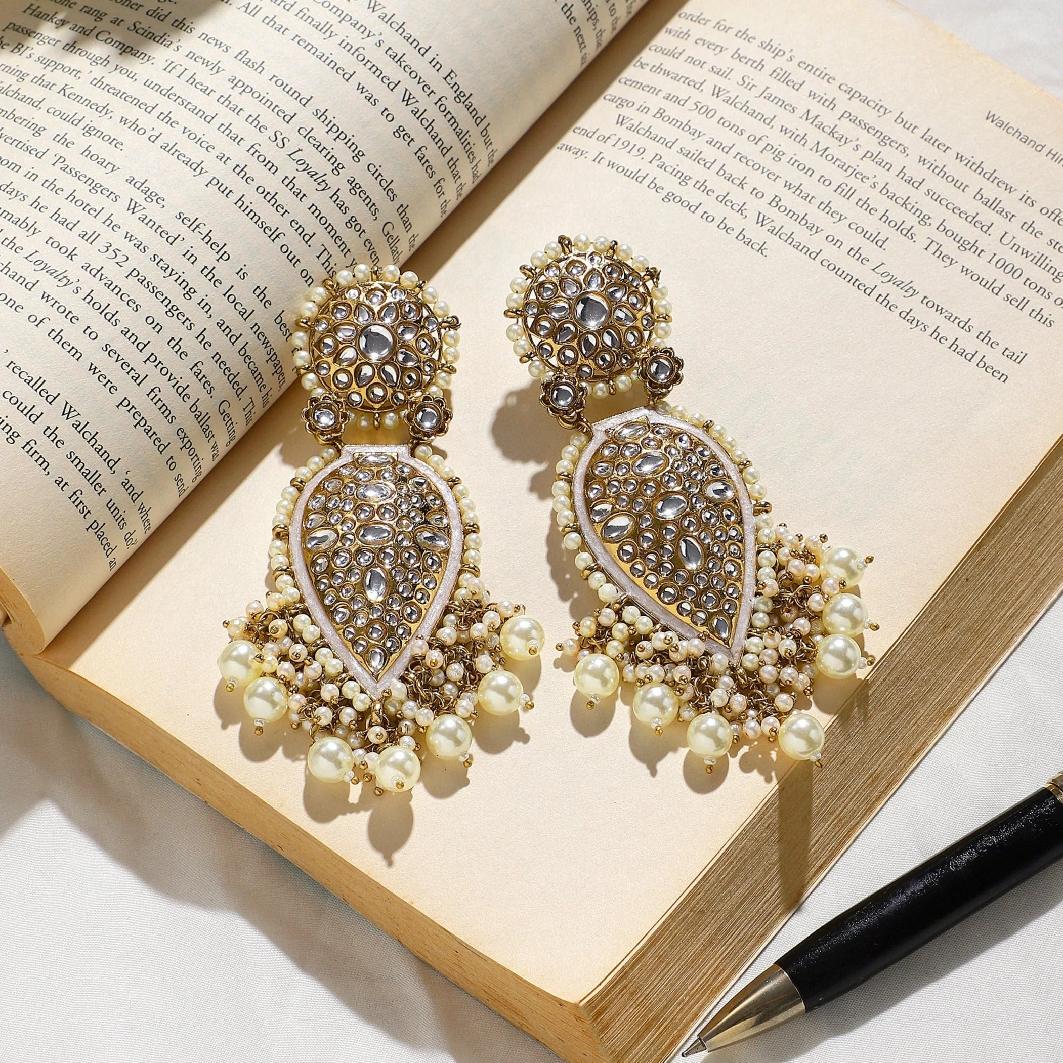 Jhumki Earring with kundan work by Leshya - Image 5