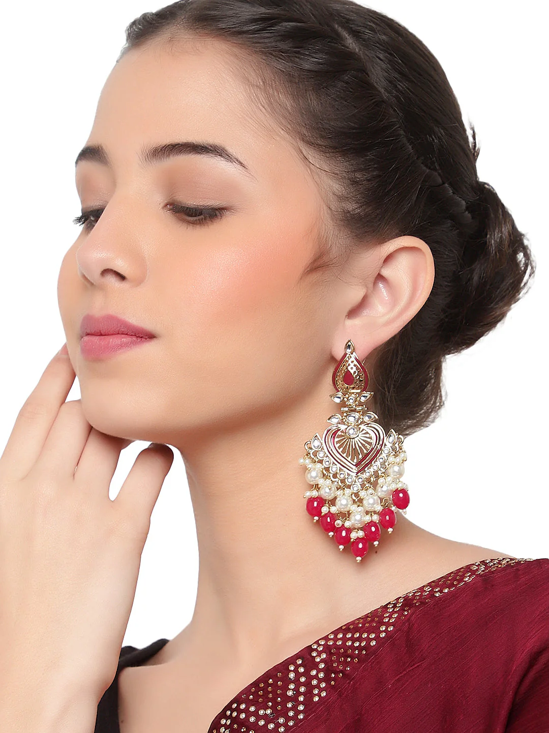 Jhumki Earring with Meenakari by Leshya - Image 2