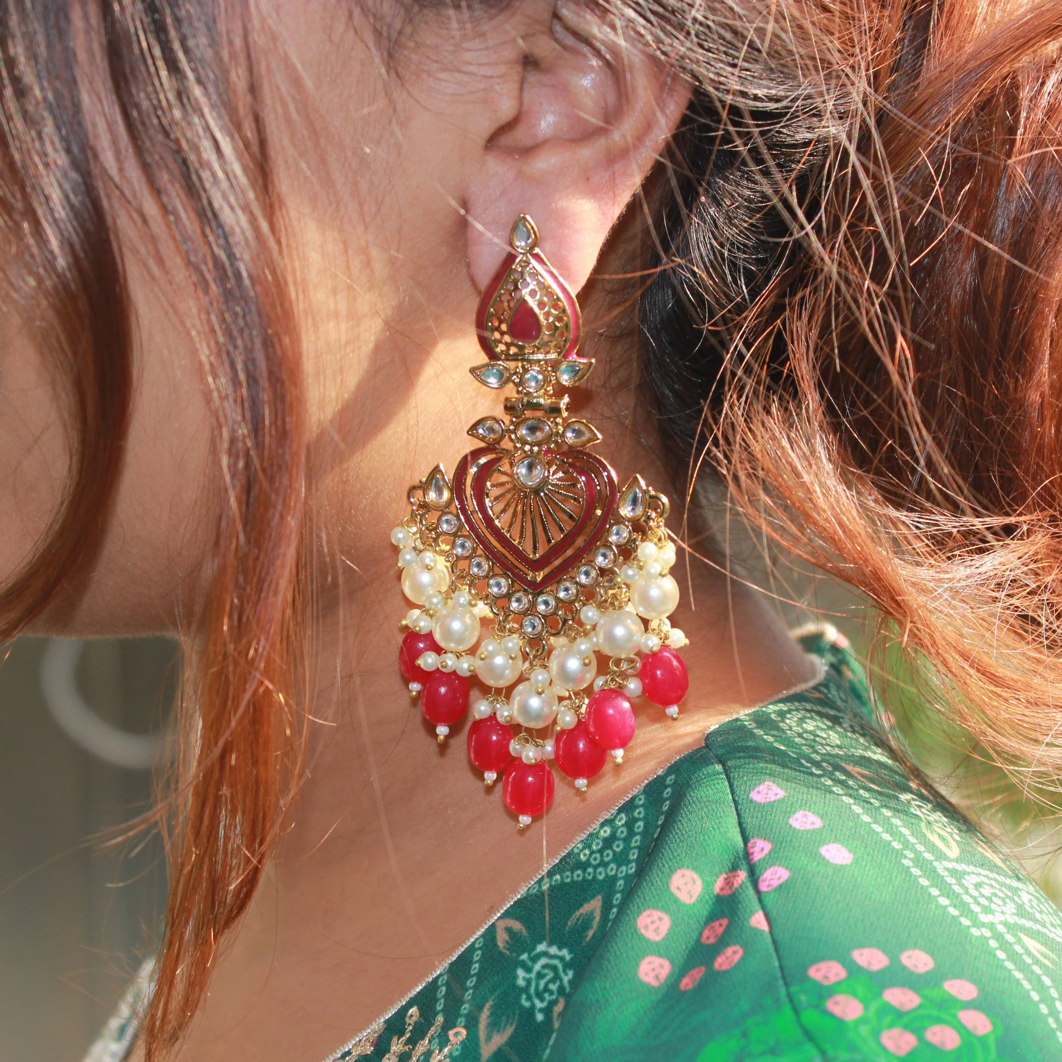 Jhumki Earring with Meenakari by Leshya - Image 3