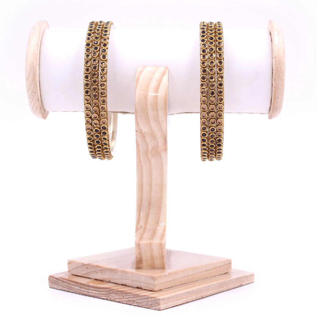Brass Based Bangles with Round Kundan Stones by Leshya - Image 2