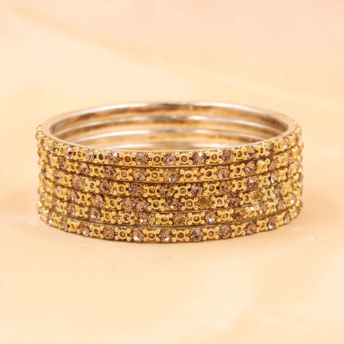 Brass Based Bangles with Stones and Jaali work by Leshya - Image 3