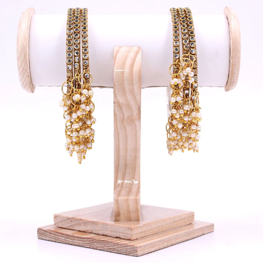 Brass Based Bracelets with Beaded Jhumki by Leshya - Image 2