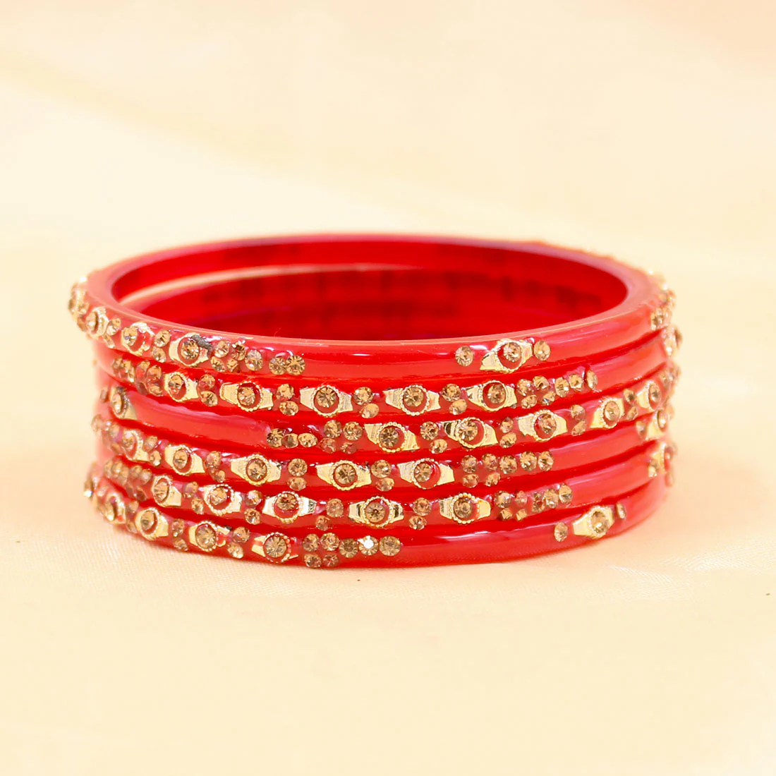 Acrylic Based Bangles with Golden Stonework by Leshya - Image 3