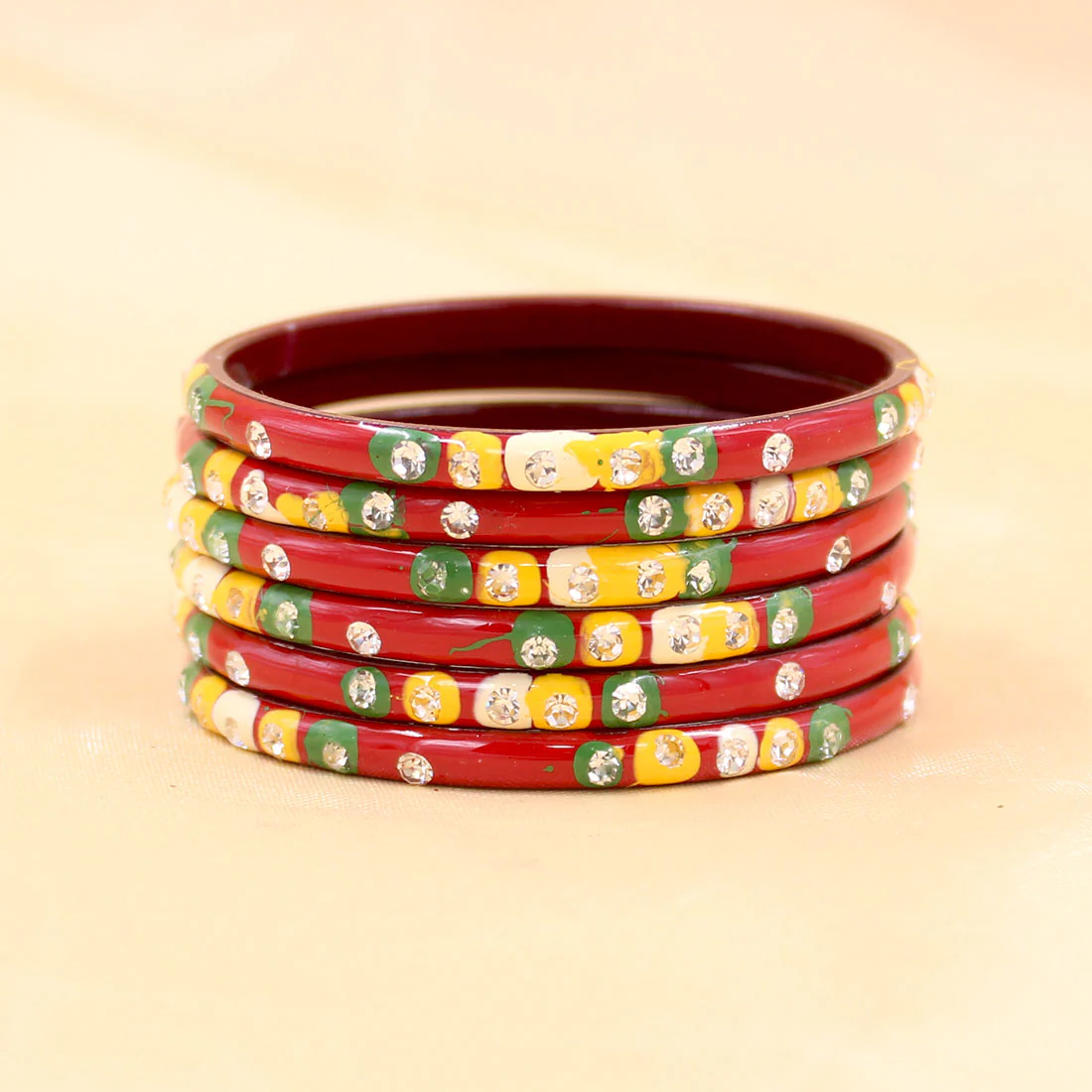 Brass Based Daily wear Bangles with Meenakari and Stone work by Leshya - Image 3