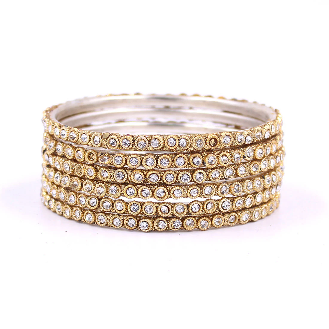 Brass Based Bangles with Round Stone and Zari Work by Leshya - Image 4